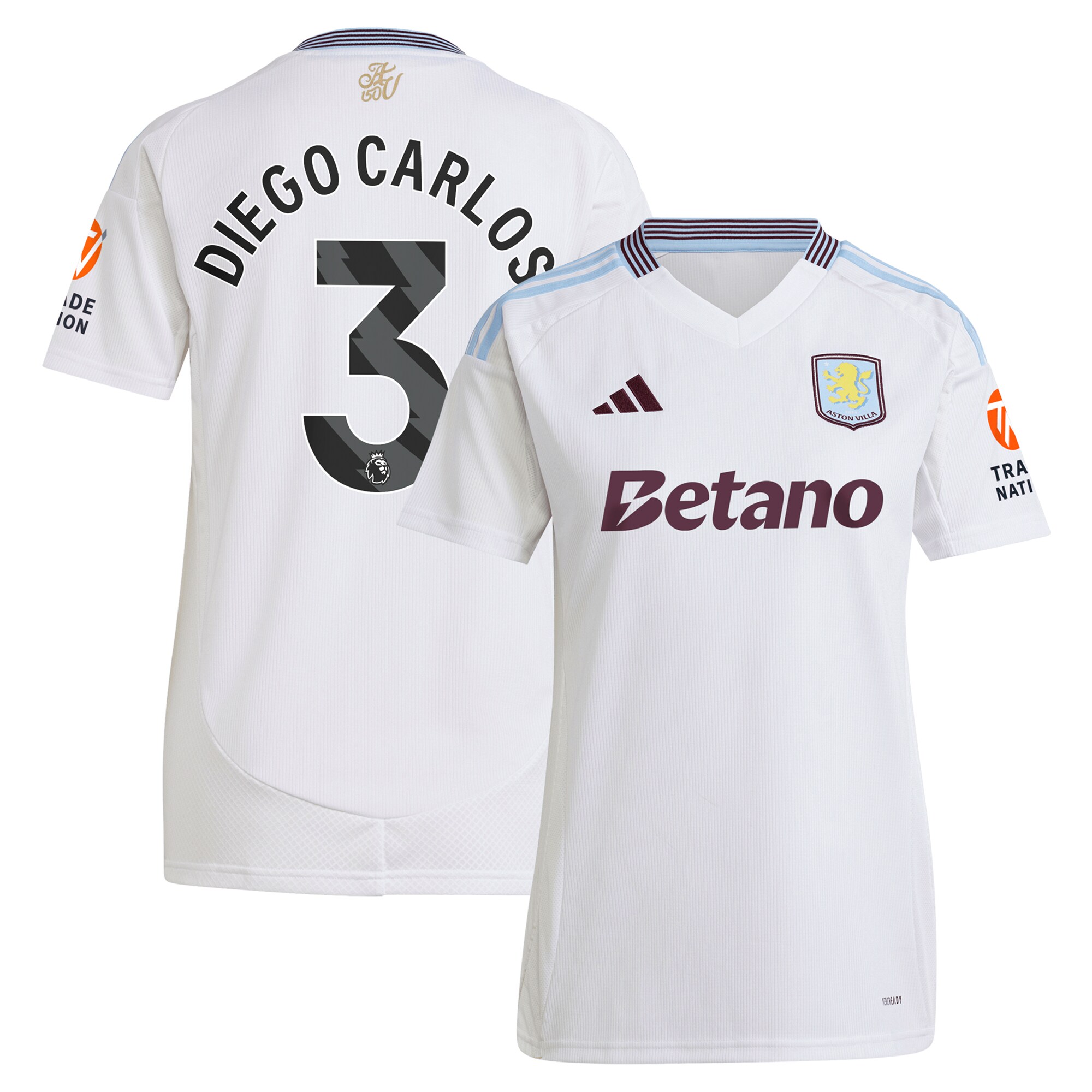 AVFC aston villa adidas away shirt 2024-25 – womens with diego carlos 3 printing Collection | Official Aston Villa Kits and Apparel