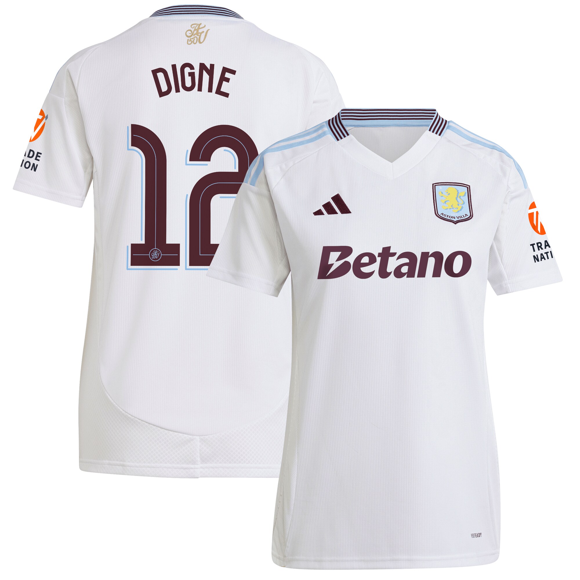 AVFC aston villa adidas away shirt 2024-25 – womens with digne 12 cup printing Collection | Official Aston Villa Kits and Apparel