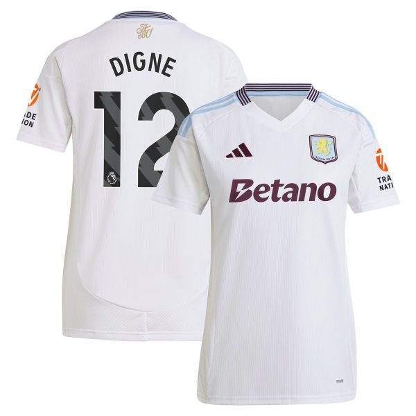 AVFC aston villa adidas away shirt 2024-25 – womens with digne 12 printing Collection | Official Aston Villa Kits and Apparel