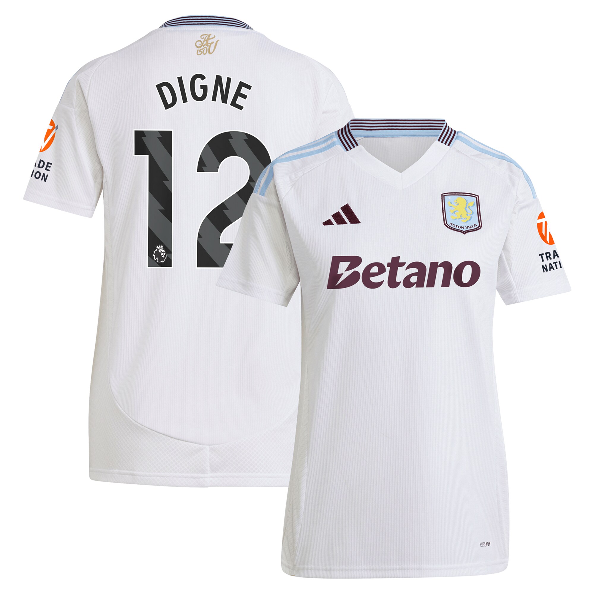 AVFC aston villa adidas away shirt 2024-25 – womens with digne 12 printing Collection | Official Aston Villa Kits and Apparel