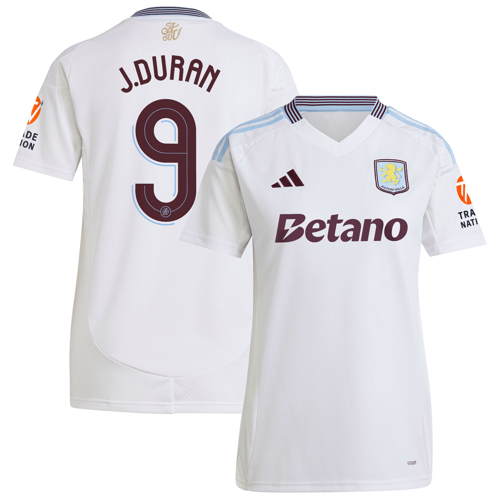 AVFC aston villa adidas away shirt 2024-25 – womens with duran 9 cup printing Collection | Official Aston Villa Kits and Apparel