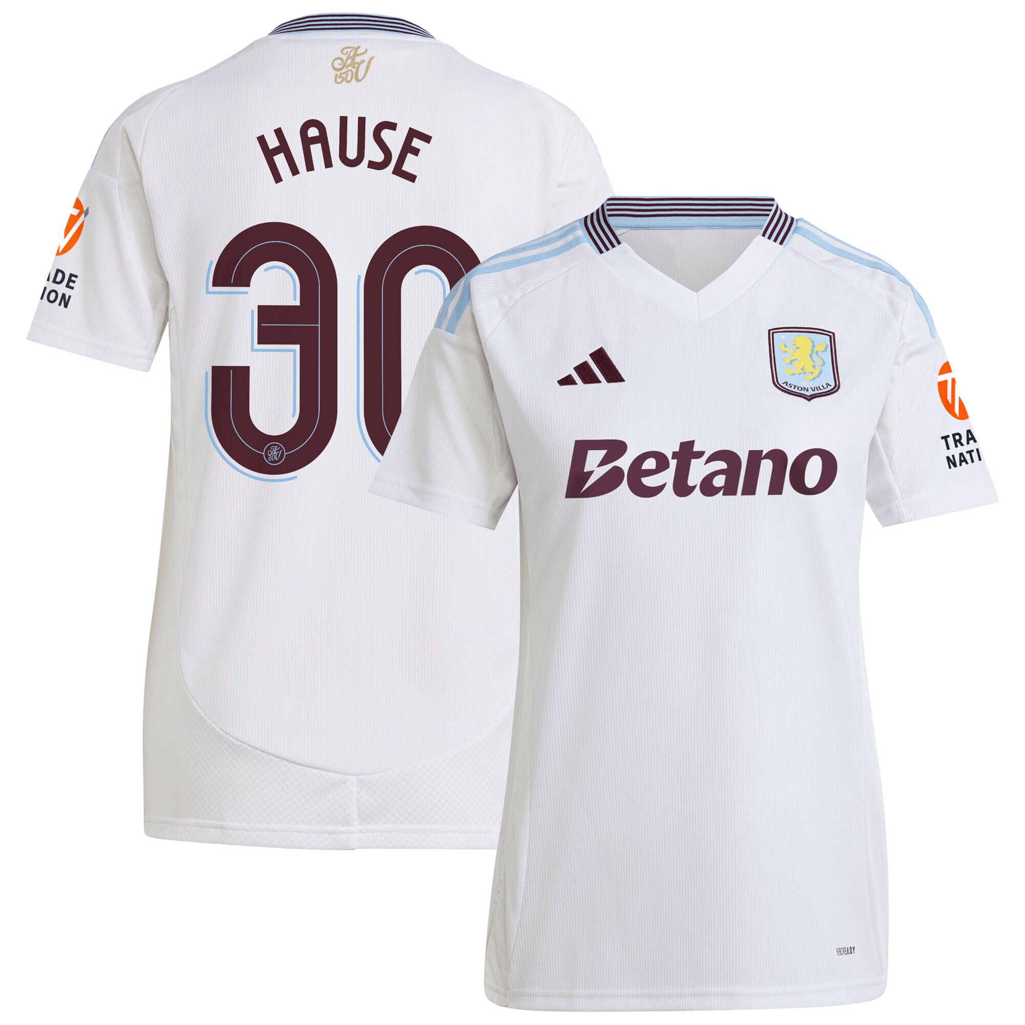 AVFC aston villa adidas away shirt 2024-25 – womens with hause 30 cup printing Collection | Official Aston Villa Kits and Apparel