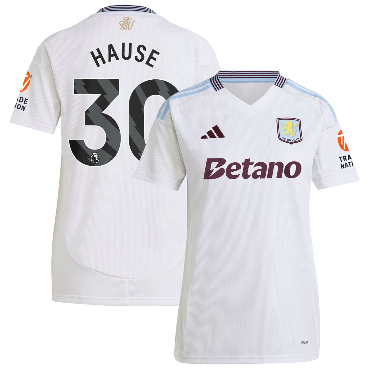 AVFC aston villa adidas away shirt 2024-25 – womens with hause 30 printing Collection | Official Aston Villa Kits and Apparel