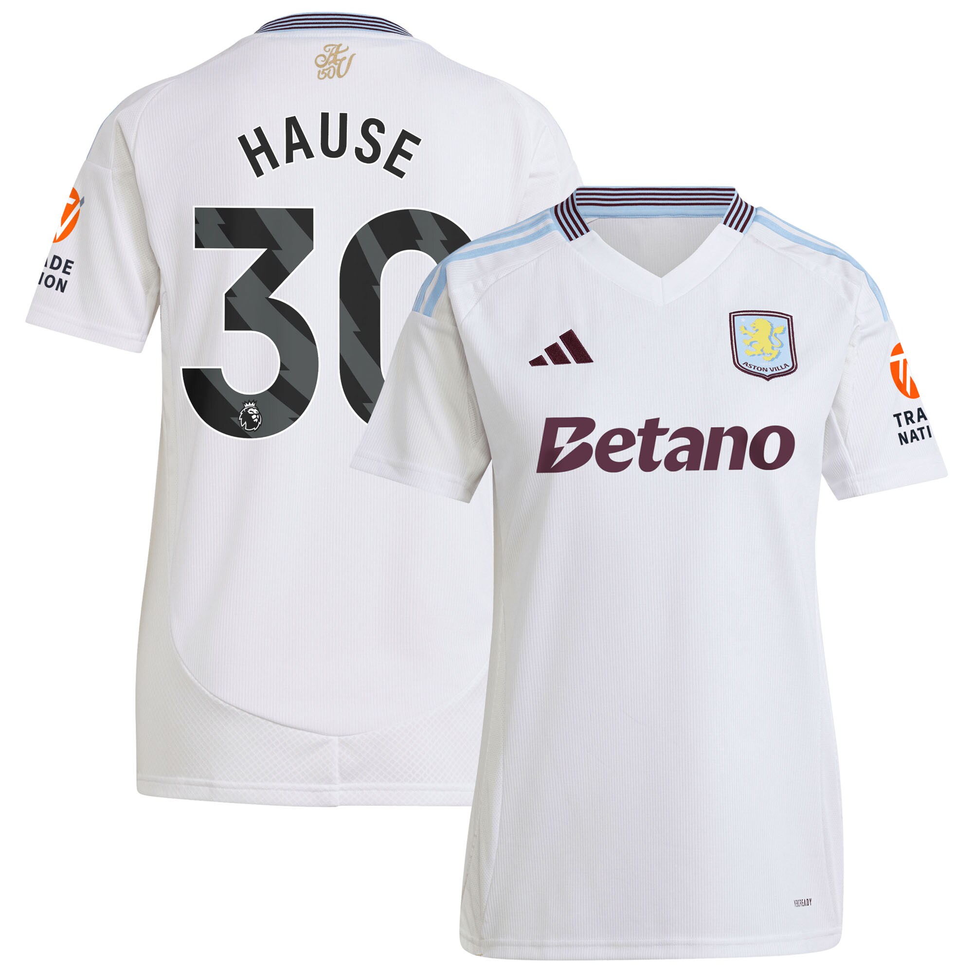 AVFC aston villa adidas away shirt 2024-25 – womens with hause 30 printing Collection | Official Aston Villa Kits and Apparel
