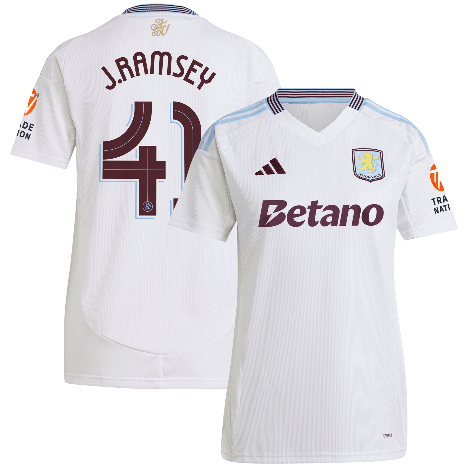 AVFC aston villa adidas away shirt 2024-25 – womens with j. ramsey 41 cup printing Collection | Official Aston Villa Kits and Apparel