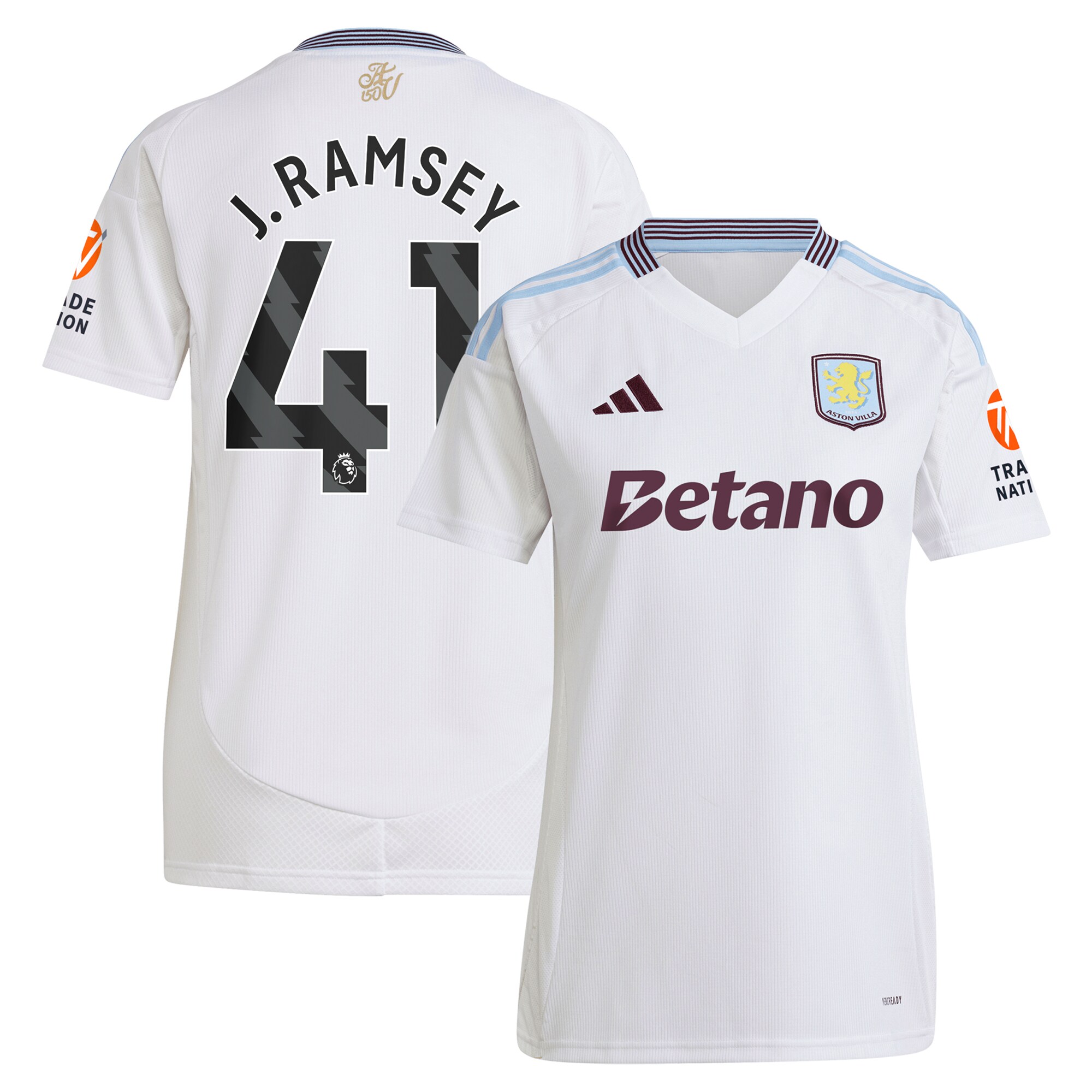 AVFC aston villa adidas away shirt 2024-25 – womens with j. ramsey 41 printing Collection | Official Aston Villa Kits and Apparel