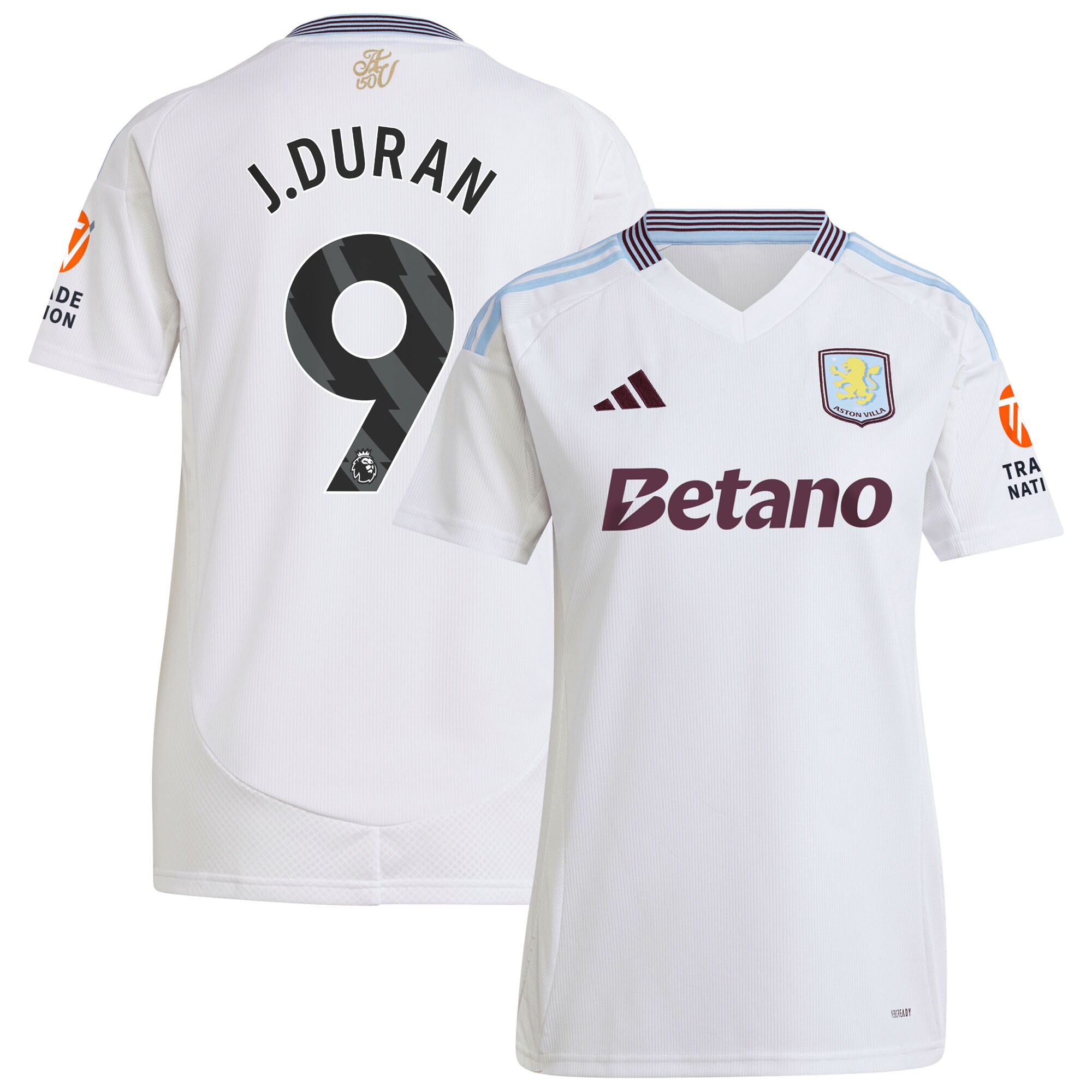 AVFC aston villa adidas away shirt 2024-25 – womens with j.duran 9 printing Collection | Official Aston Villa Kits and Apparel