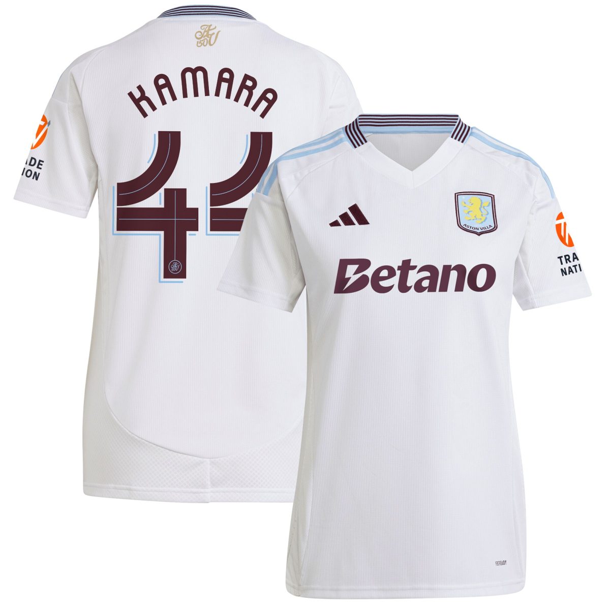 AVFC aston villa adidas away shirt 2024-25 – womens with kamara 44 cup printing Collection | Official Aston Villa Kits and Apparel