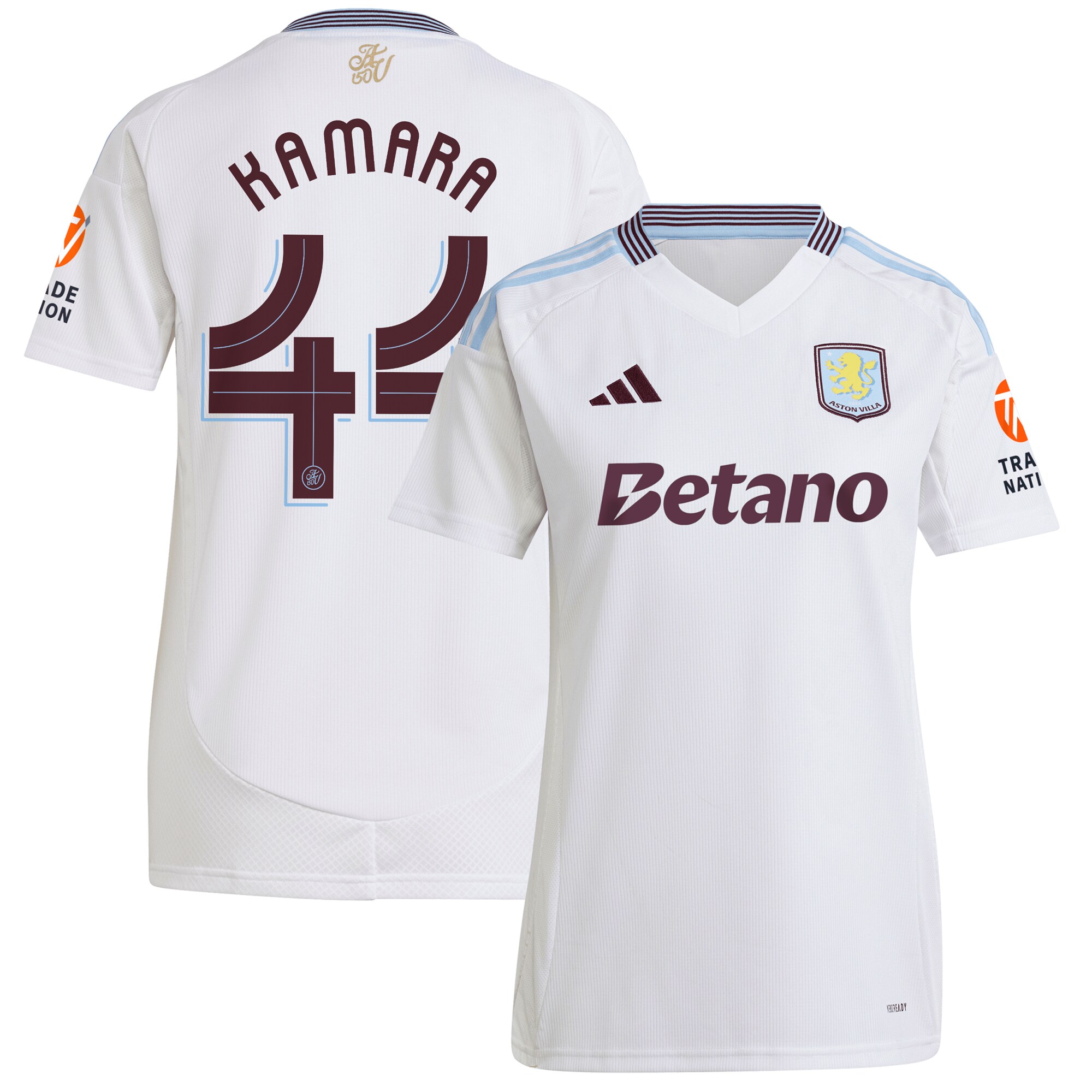AVFC aston villa adidas away shirt 2024-25 – womens with kamara 44 cup printing Collection | Official Aston Villa Kits and Apparel