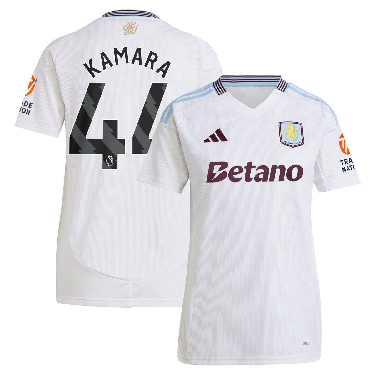 AVFC aston villa adidas away shirt 2024-25 – womens with kamara 44 printing Collection | Official Aston Villa Kits and Apparel