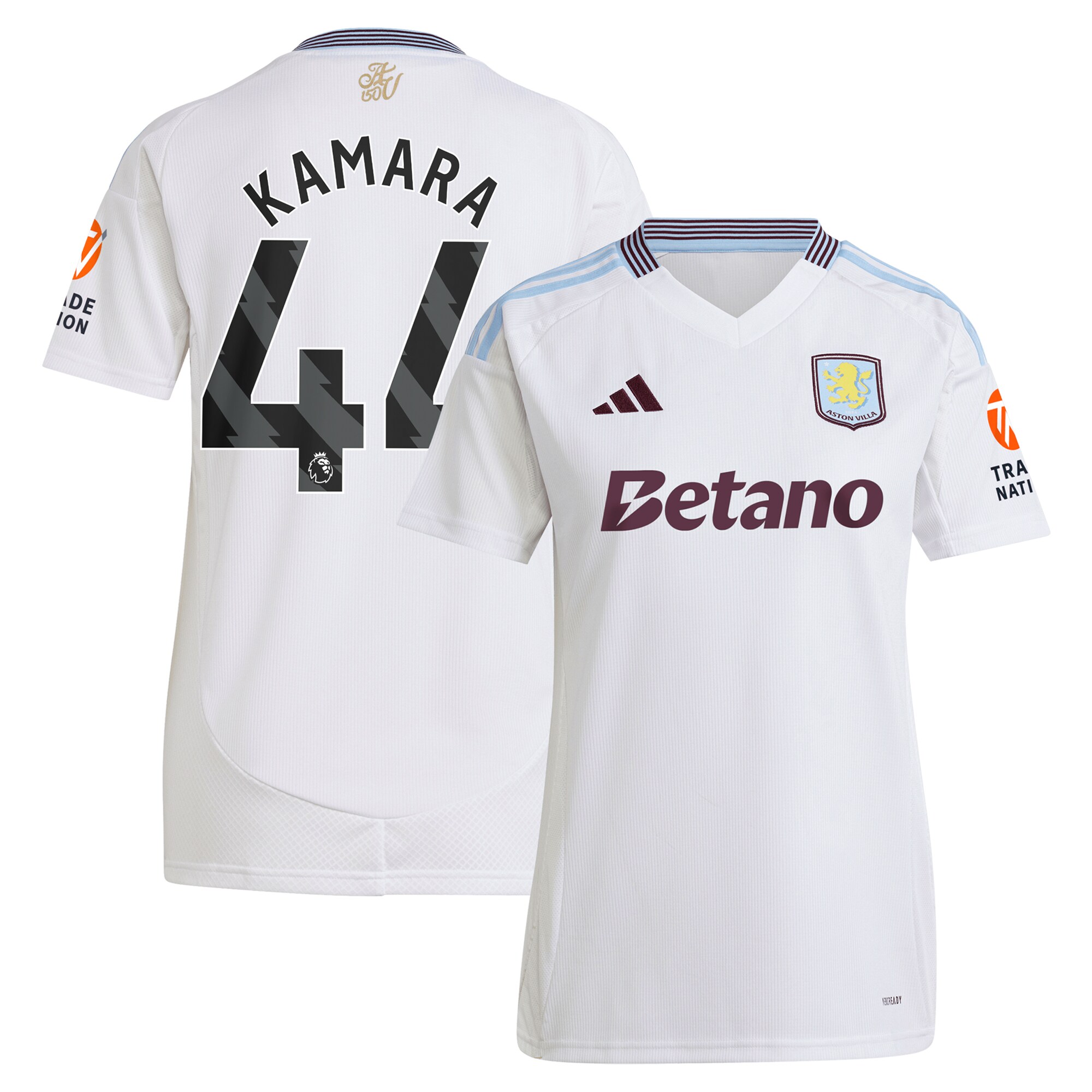 AVFC aston villa adidas away shirt 2024-25 – womens with kamara 44 printing Collection | Official Aston Villa Kits and Apparel