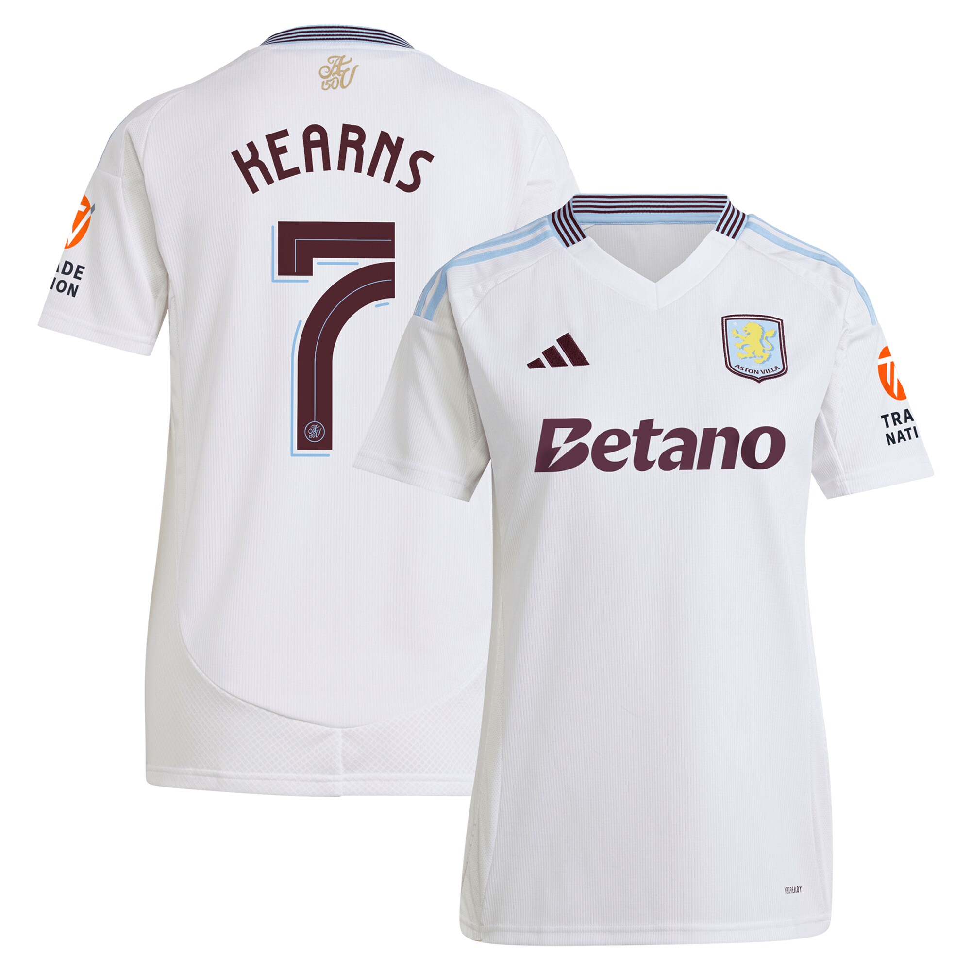AVFC aston villa adidas away shirt 2024-25 – womens with kearns 7 cup printing Collection | Official Aston Villa Kits and Apparel
