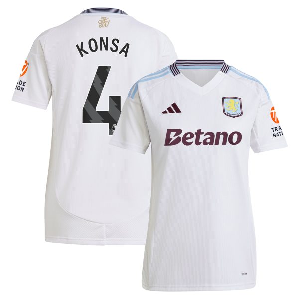 AVFC aston villa adidas away shirt 2024-25 – womens with konsa 4 printing Collection | Official Aston Villa Kits and Apparel