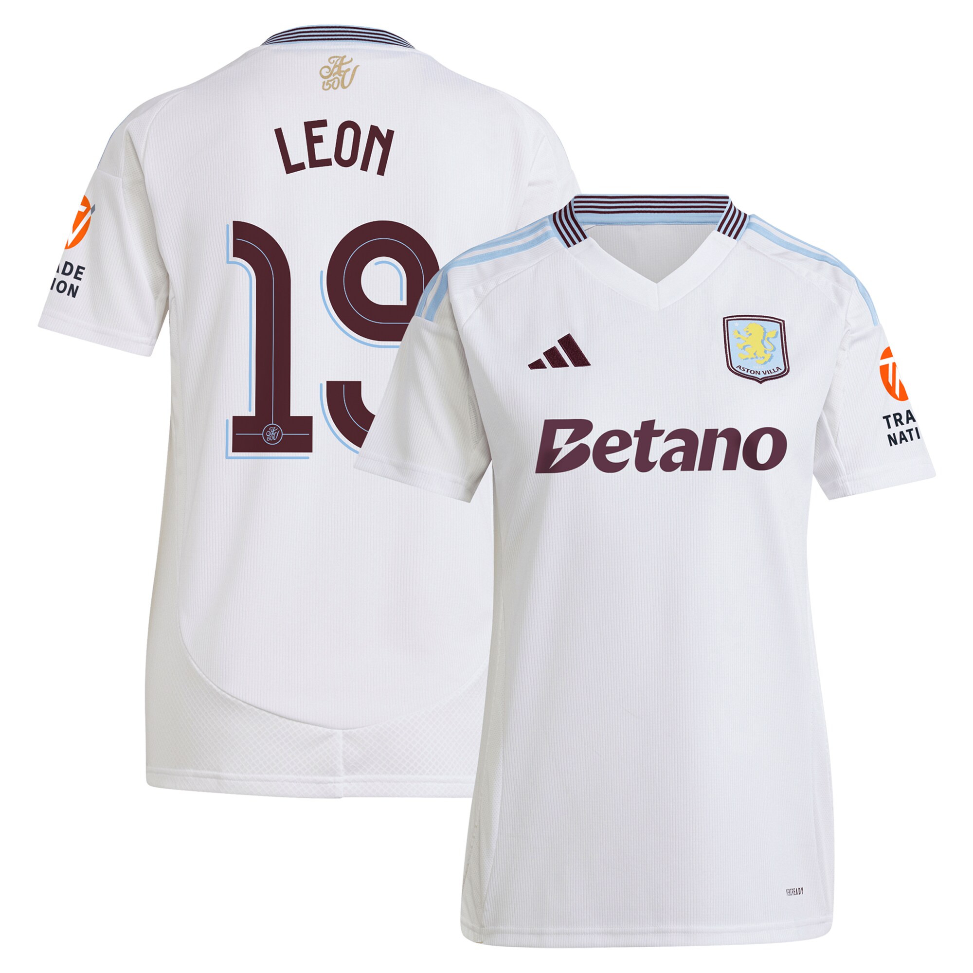 AVFC aston villa adidas away shirt 2024-25 – womens with leon 19 cup printing Collection | Official Aston Villa Kits and Apparel