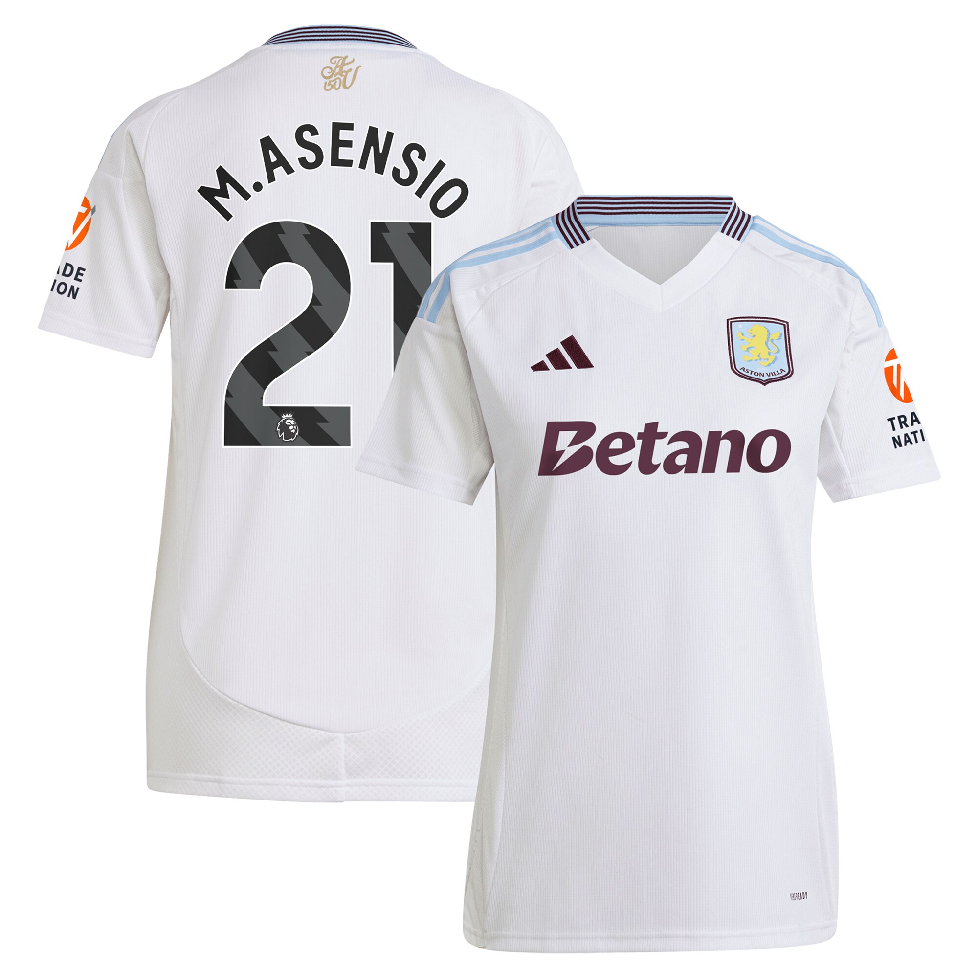 AVFC aston villa adidas away shirt 2024-25 – womens with m.asensio 21 printing Collection | Official Aston Villa Kits and Apparel