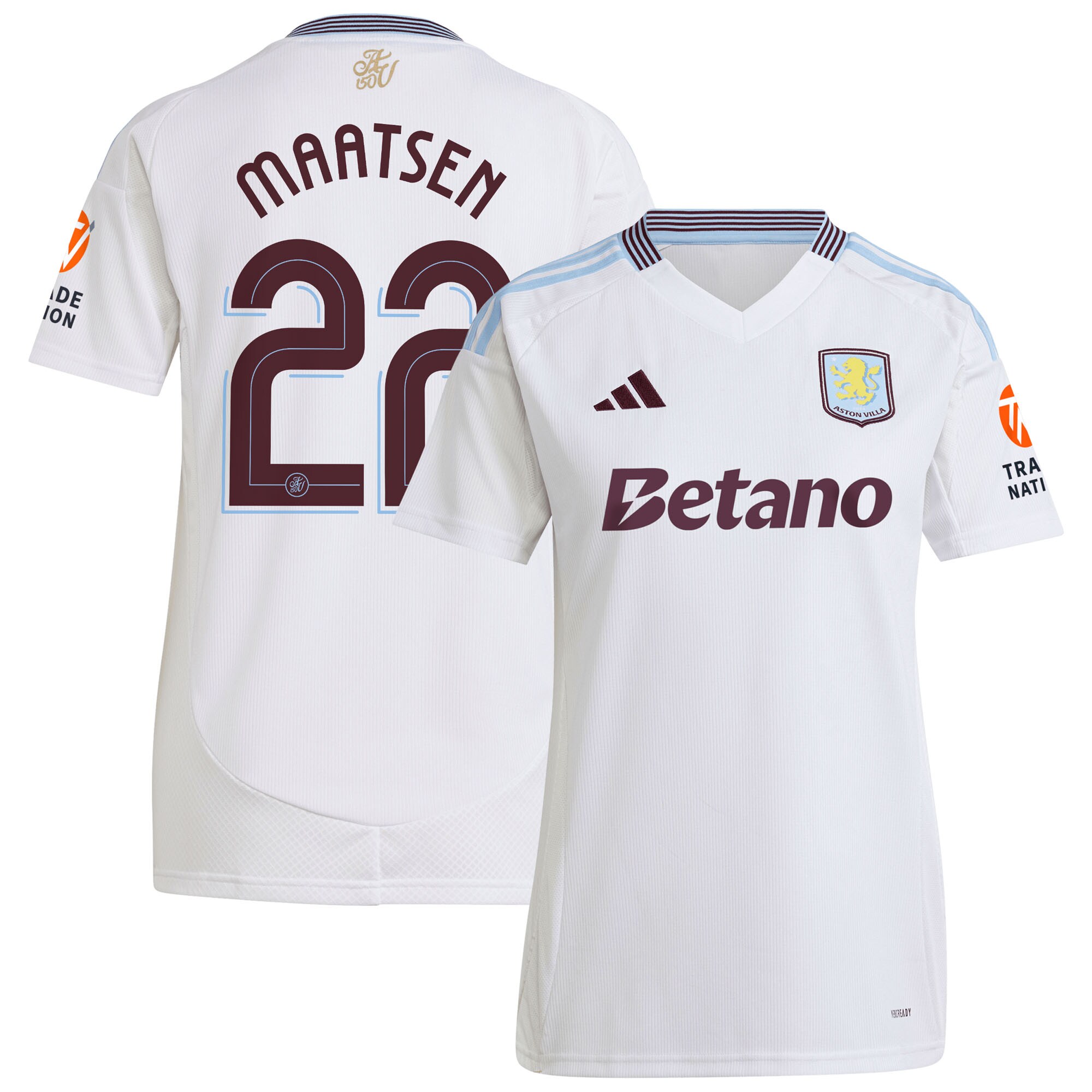 AVFC aston villa adidas away shirt 2024-25 – womens with maatsen 22 cup printing Collection | Official Aston Villa Kits and Apparel