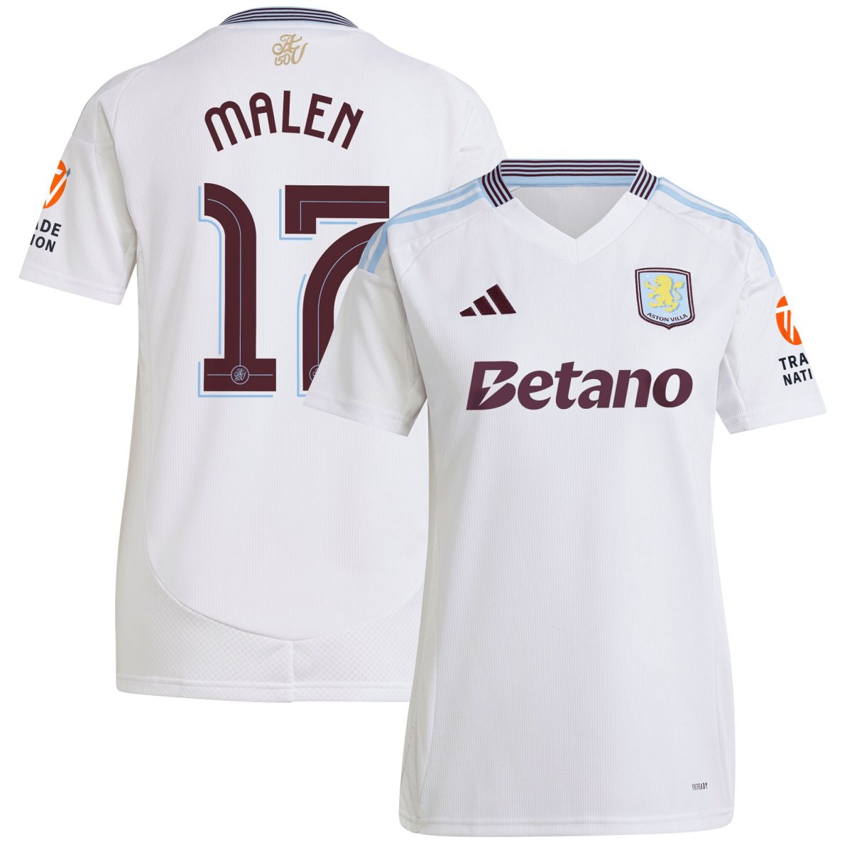 AVFC aston villa adidas away shirt 2024-25 – womens with malen 17 cup printing Collection | Official Aston Villa Kits and Apparel
