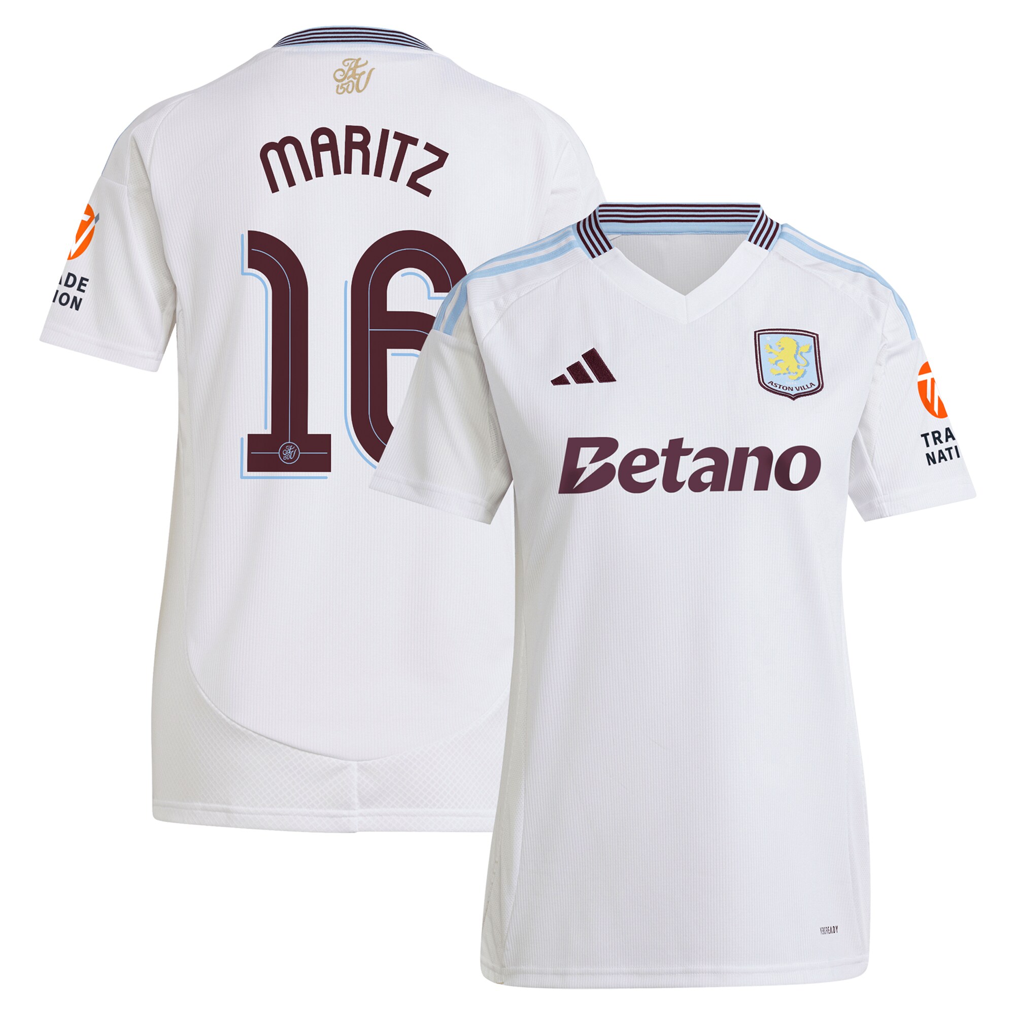 AVFC aston villa adidas away shirt 2024-25 – womens with maritz 16 cup printing Collection | Official Aston Villa Kits and Apparel