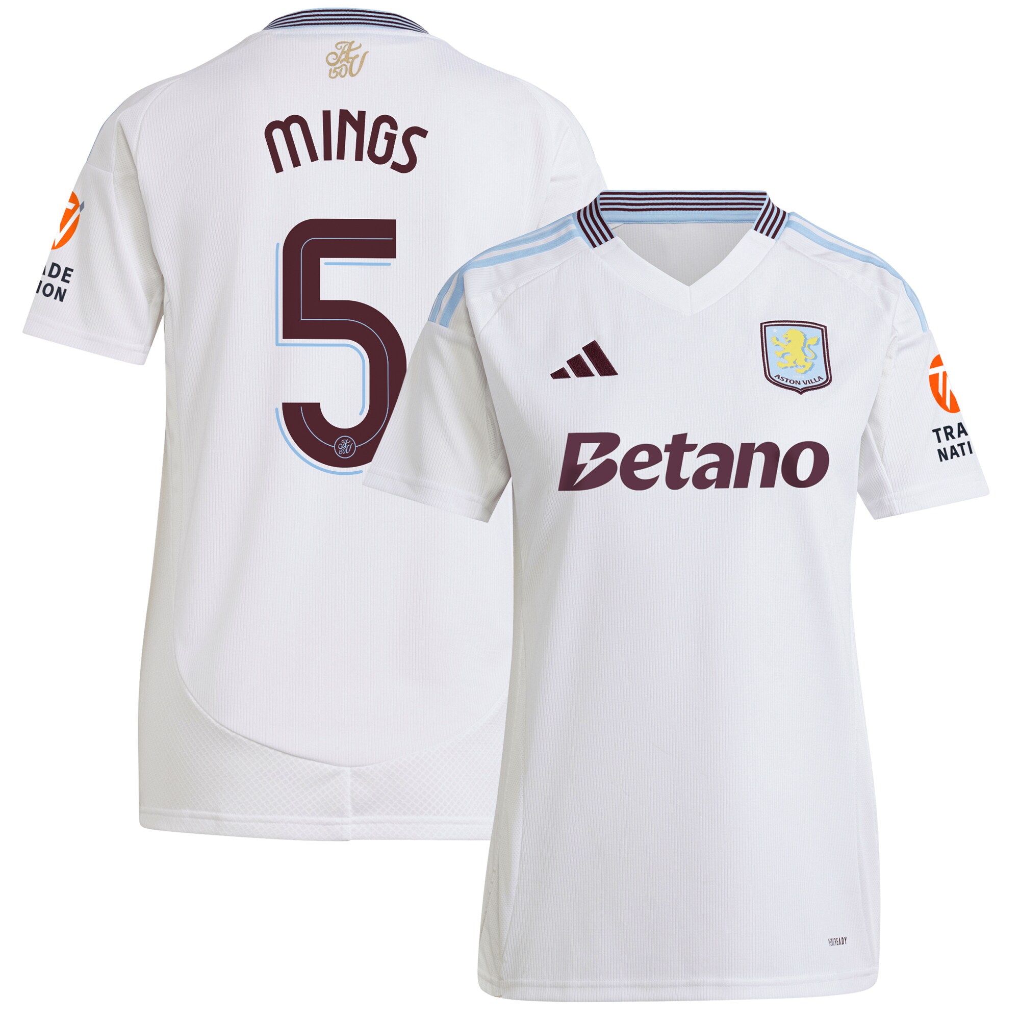 AVFC aston villa adidas away shirt 2024-25 – womens with mings 5 cup printing Collection | Official Aston Villa Kits and Apparel
