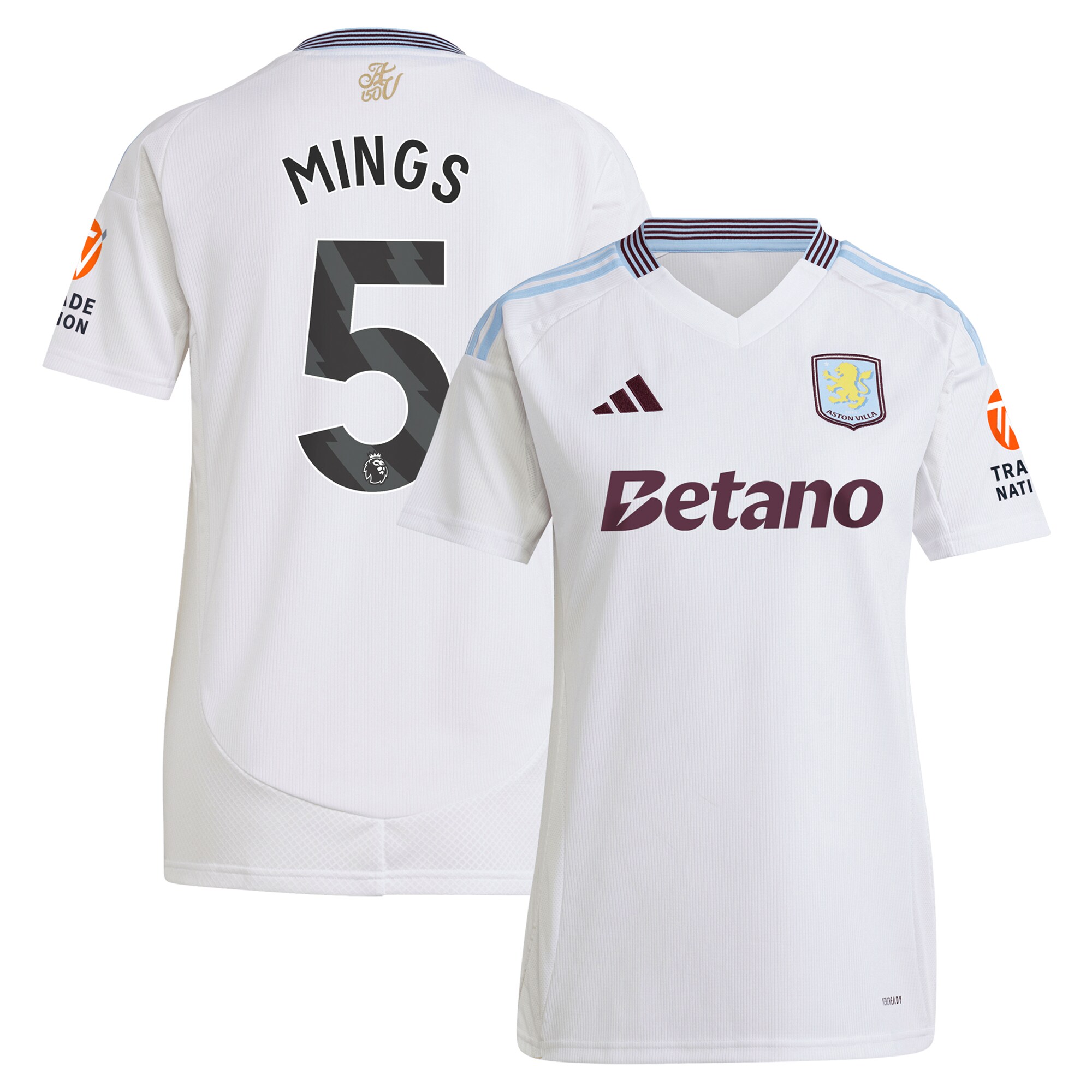 AVFC aston villa adidas away shirt 2024-25 – womens with mings 5 printing Collection | Official Aston Villa Kits and Apparel