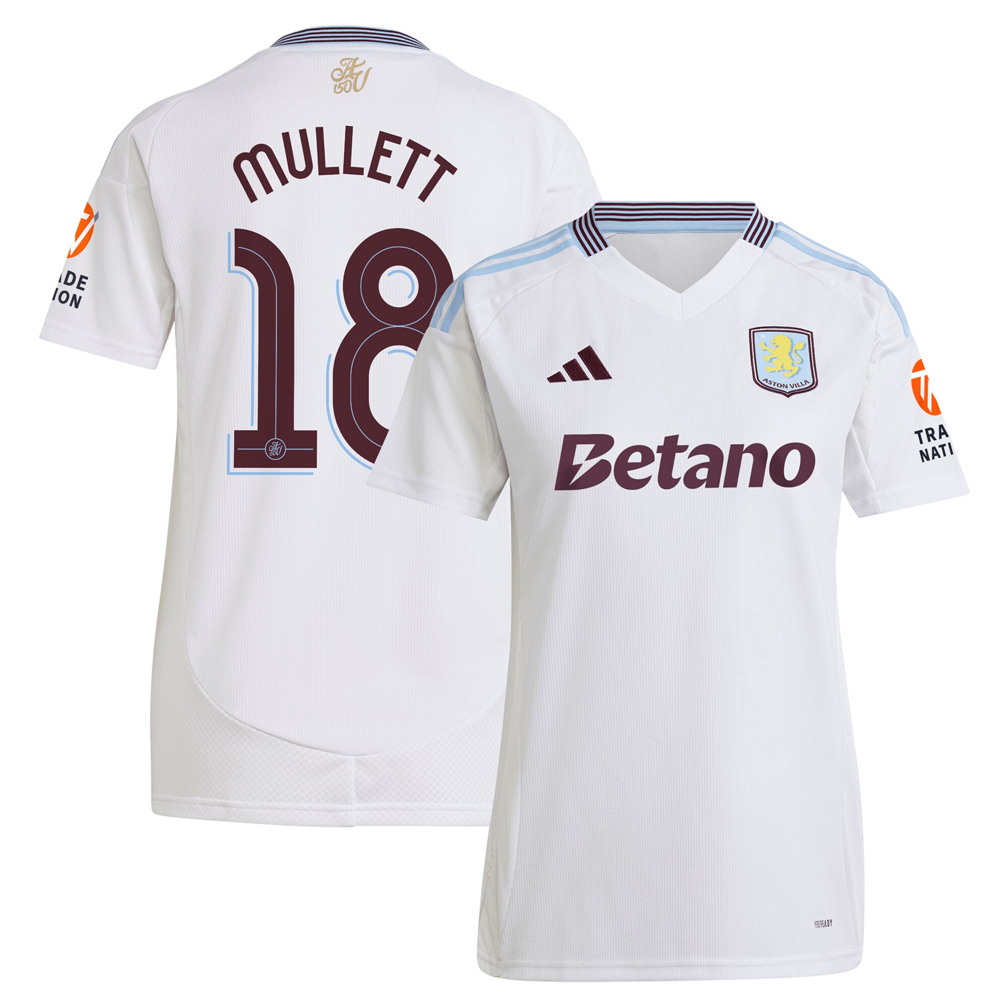 AVFC aston villa adidas away shirt 2024-25 – womens with mullett 18 cup printing Collection | Official Aston Villa Kits and Apparel