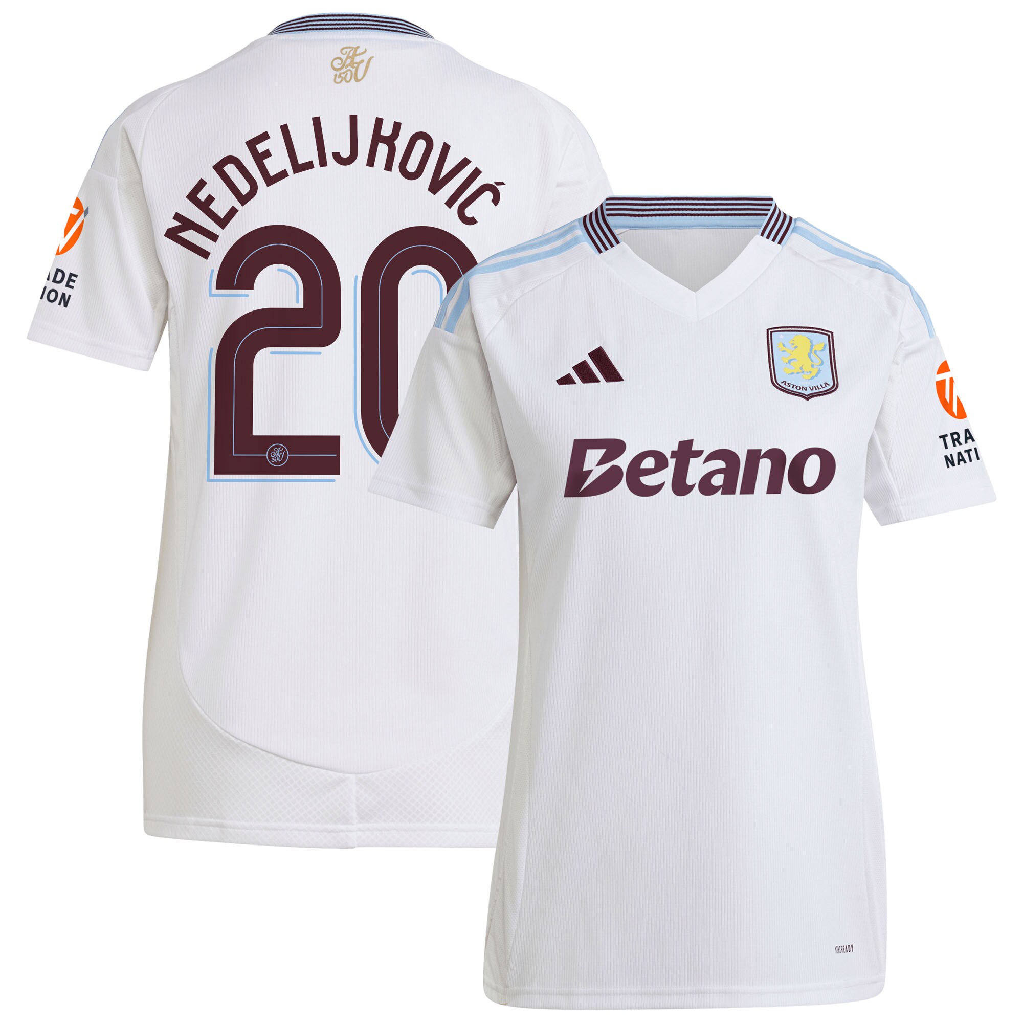 AVFC aston villa adidas away shirt 2024-25 – womens with nedeljković 20 cup printing Collection | Official Aston Villa Kits and Apparel