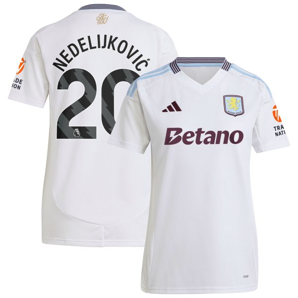 AVFC aston villa adidas away shirt 2024-25 – womens with nedeljković 20 printing Collection | Official Aston Villa Kits and Apparel