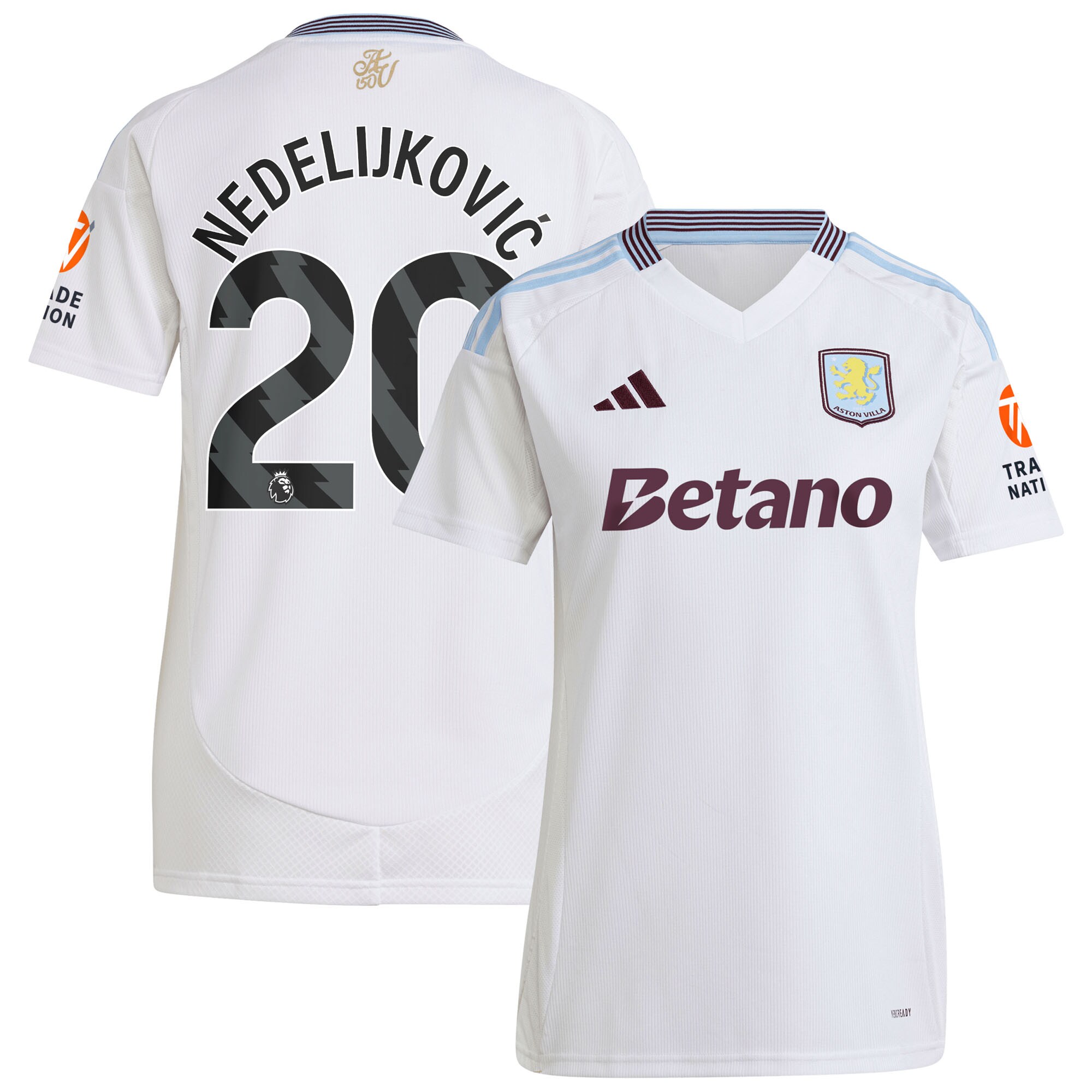 AVFC aston villa adidas away shirt 2024-25 – womens with nedeljković 20 printing Collection | Official Aston Villa Kits and Apparel