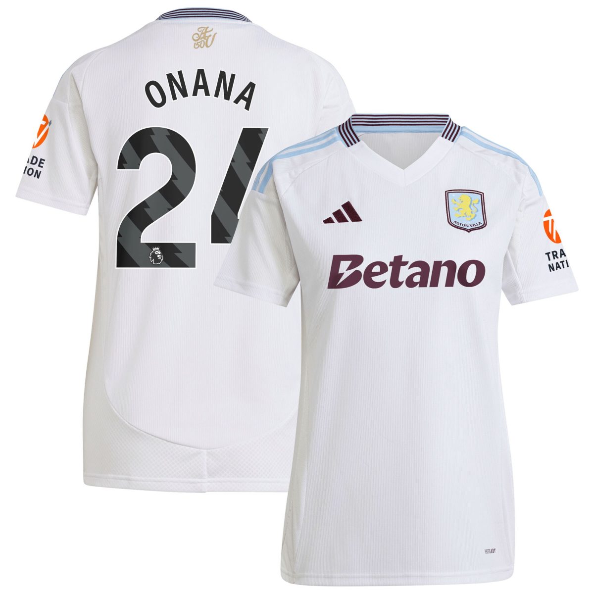 AVFC aston villa adidas away shirt 2024-25 – womens with onana 24 printing Collection | Official Aston Villa Kits and Apparel