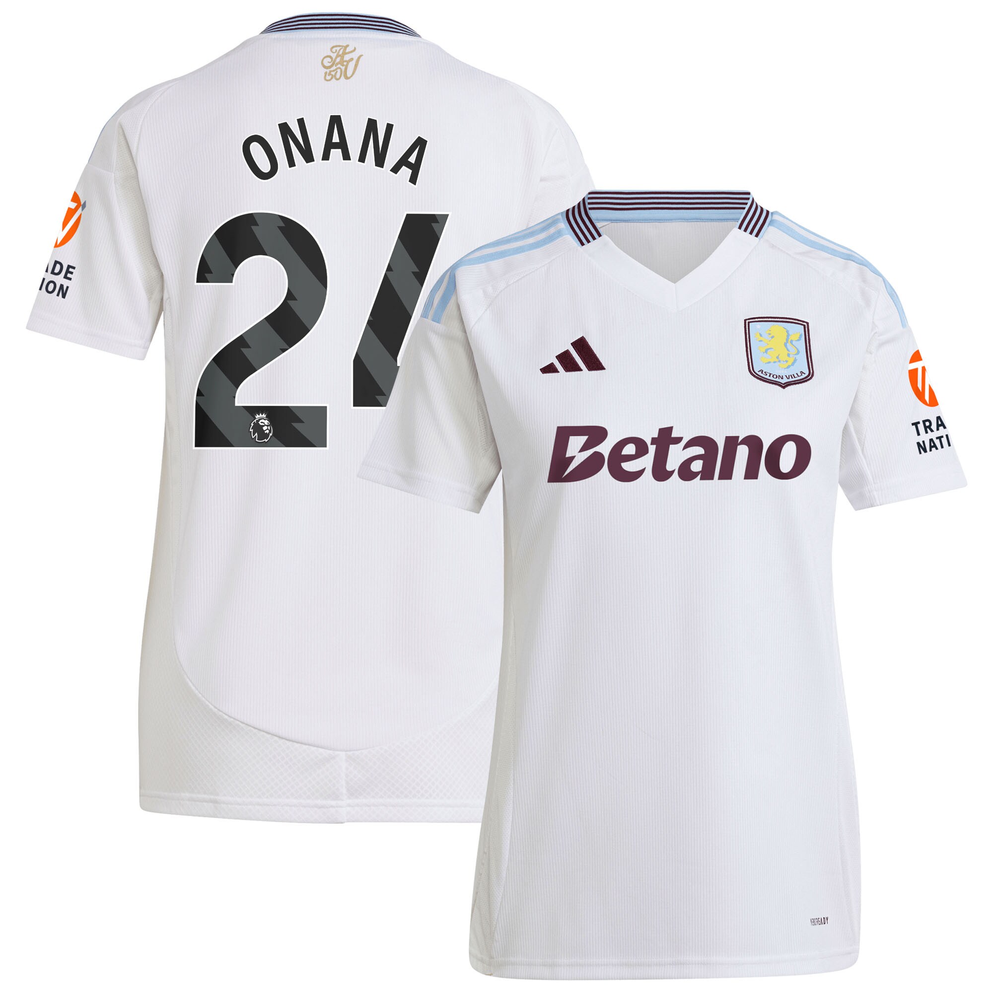 AVFC aston villa adidas away shirt 2024-25 – womens with onana 24 printing Collection | Official Aston Villa Kits and Apparel