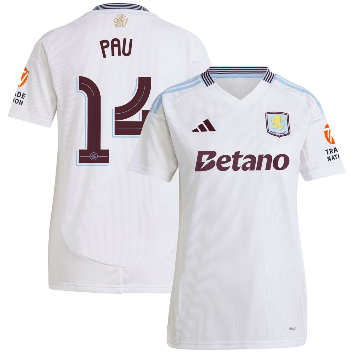 AVFC aston villa adidas away shirt 2024-25 – womens with pau 14 cup printing Collection | Official Aston Villa Kits and Apparel