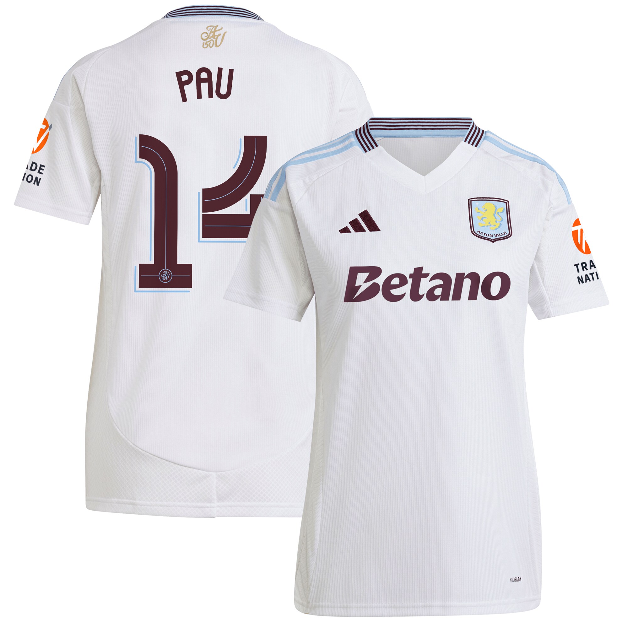 AVFC aston villa adidas away shirt 2024-25 – womens with pau 14 cup printing Collection | Official Aston Villa Kits and Apparel
