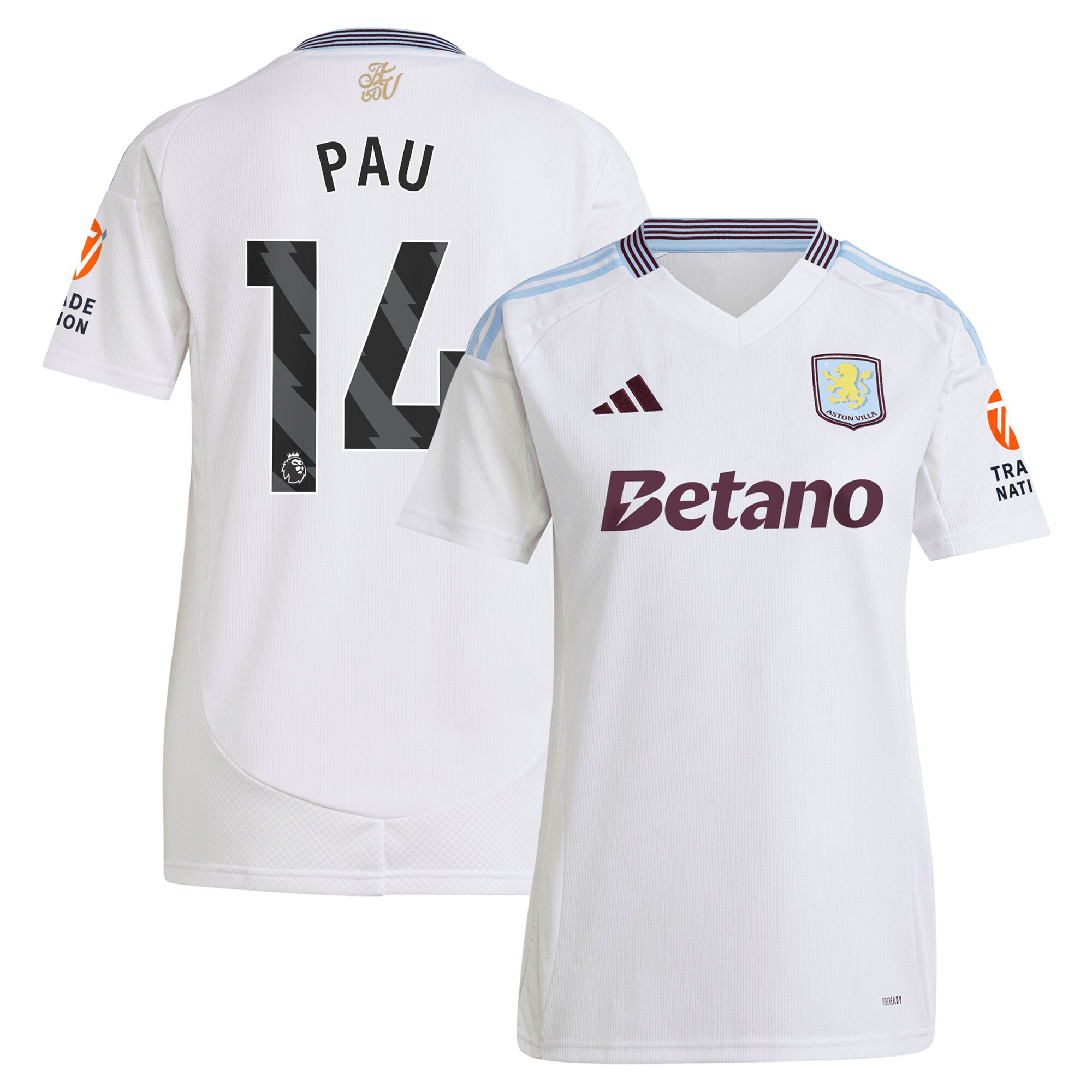 AVFC aston villa adidas away shirt 2024-25 – womens with pau 14 printing Collection | Official Aston Villa Kits and Apparel