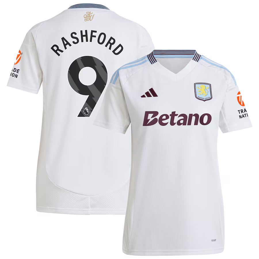 AVFC aston villa adidas away shirt 2024-25 – womens with rashford 9 printing Collection | Official Aston Villa Kits and Apparel