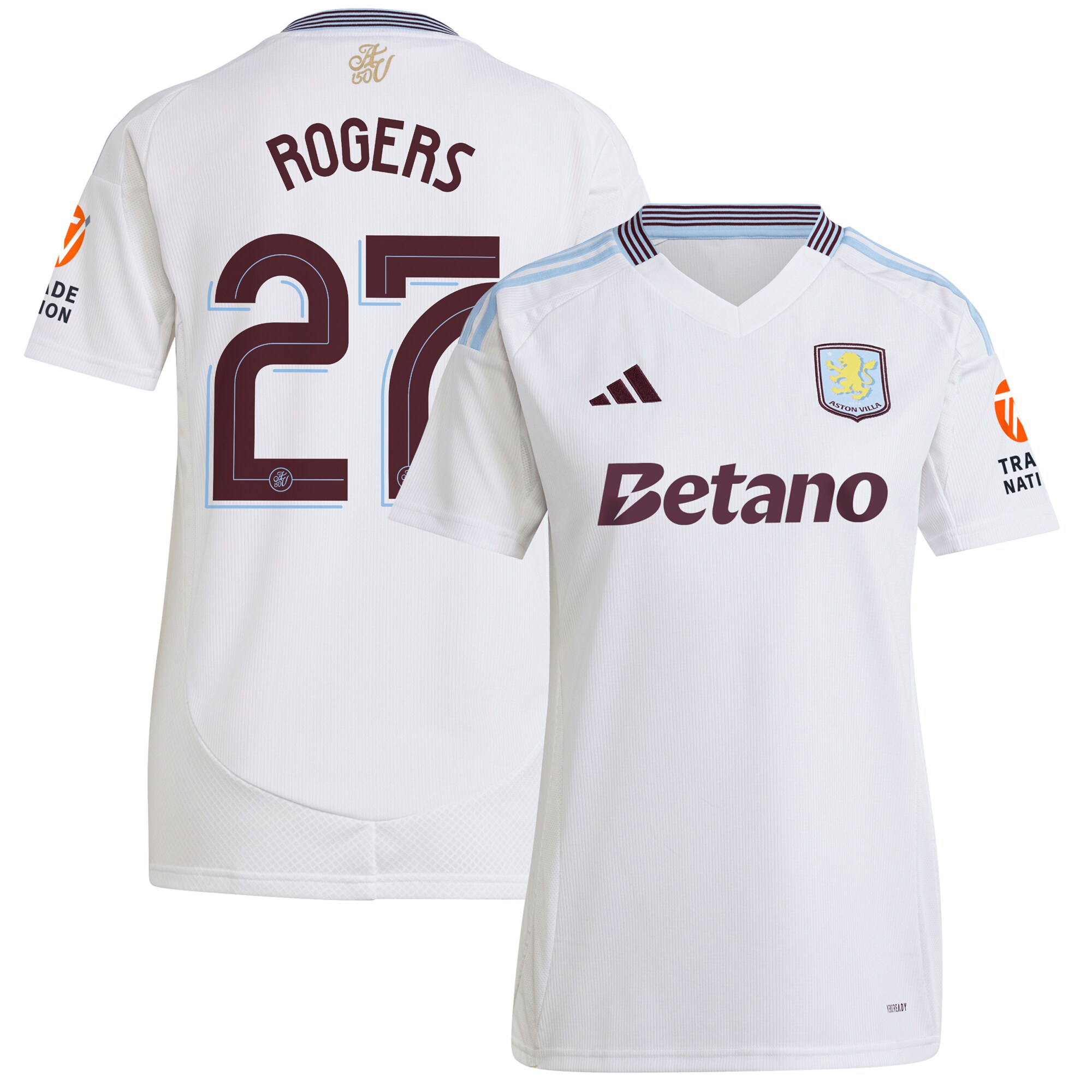 AVFC aston villa adidas away shirt 2024-25 – womens with rogers 27 cup printing Collection | Official Aston Villa Kits and Apparel