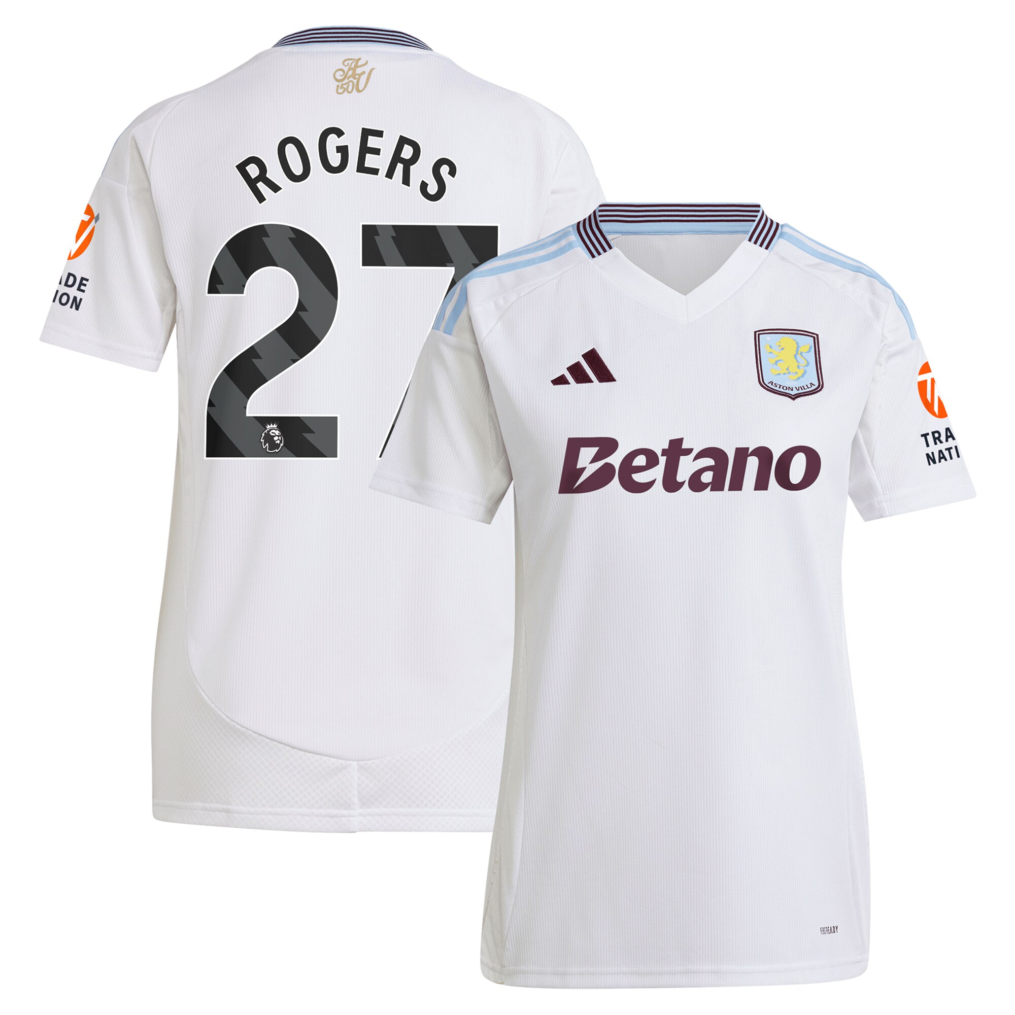 AVFC aston villa adidas away shirt 2024-25 – womens with rogers 27 printing Collection | Official Aston Villa Kits and Apparel
