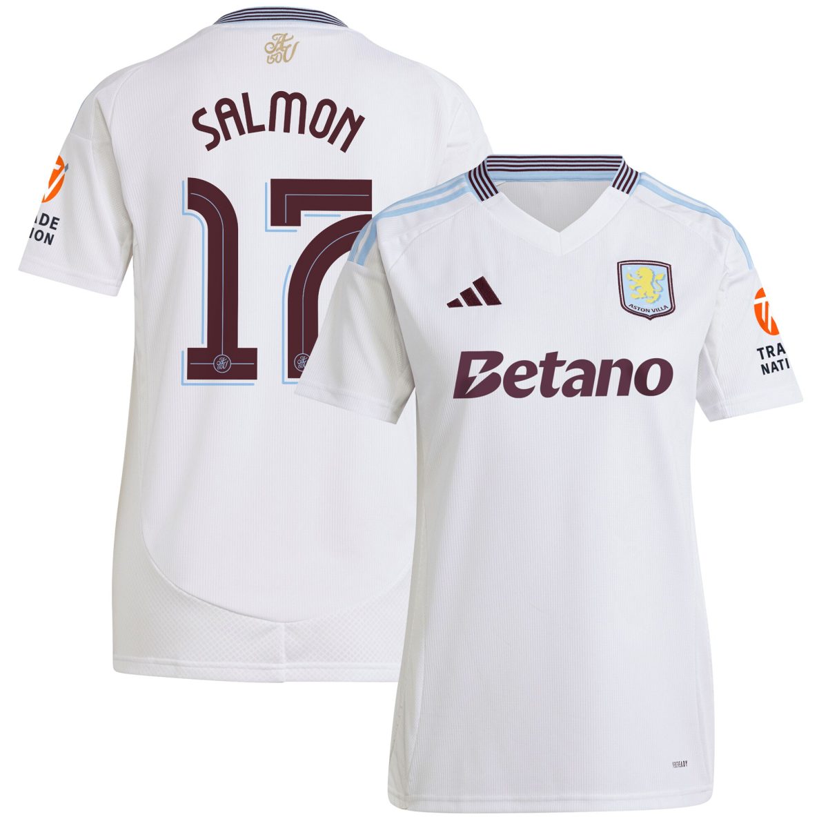 AVFC aston villa adidas away shirt 2024-25 – womens with salmon 17 cup printing Collection | Official Aston Villa Kits and Apparel