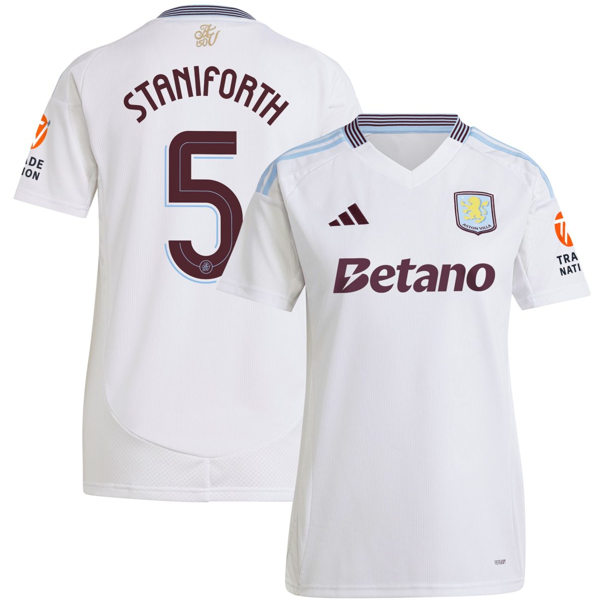 AVFC aston villa adidas away shirt 2024-25 – womens with staniforth 5 cup printing Collection | Official Aston Villa Kits and Apparel