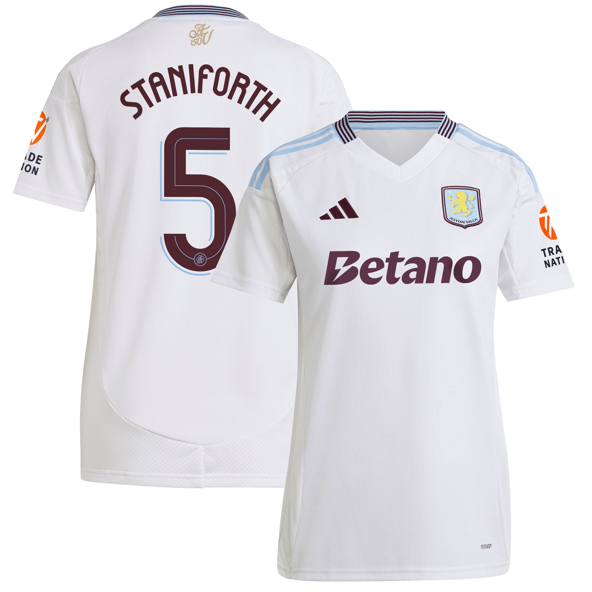 AVFC aston villa adidas away shirt 2024-25 – womens with staniforth 5 cup printing Collection | Official Aston Villa Kits and Apparel