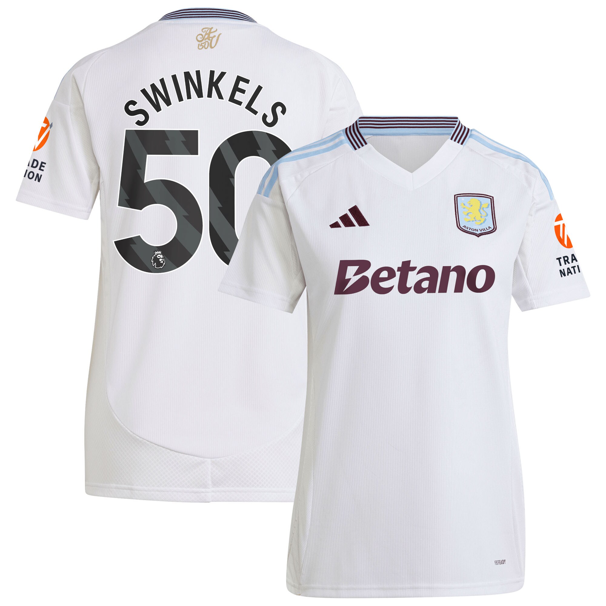 AVFC aston villa adidas away shirt 2024-25 – womens with swinkels 50 printing Collection | Official Aston Villa Kits and Apparel