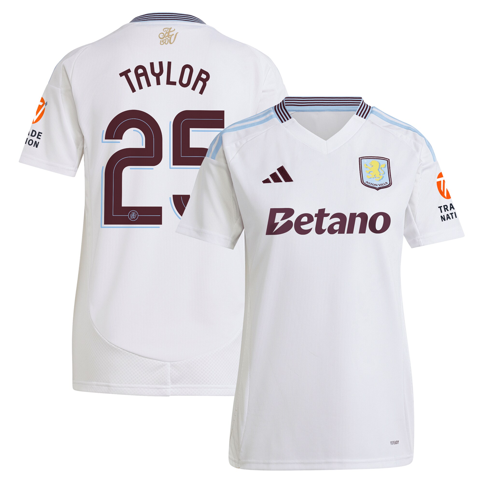 AVFC aston villa adidas away shirt 2024-25 – womens with taylor 25 cup printing Collection | Official Aston Villa Kits and Apparel