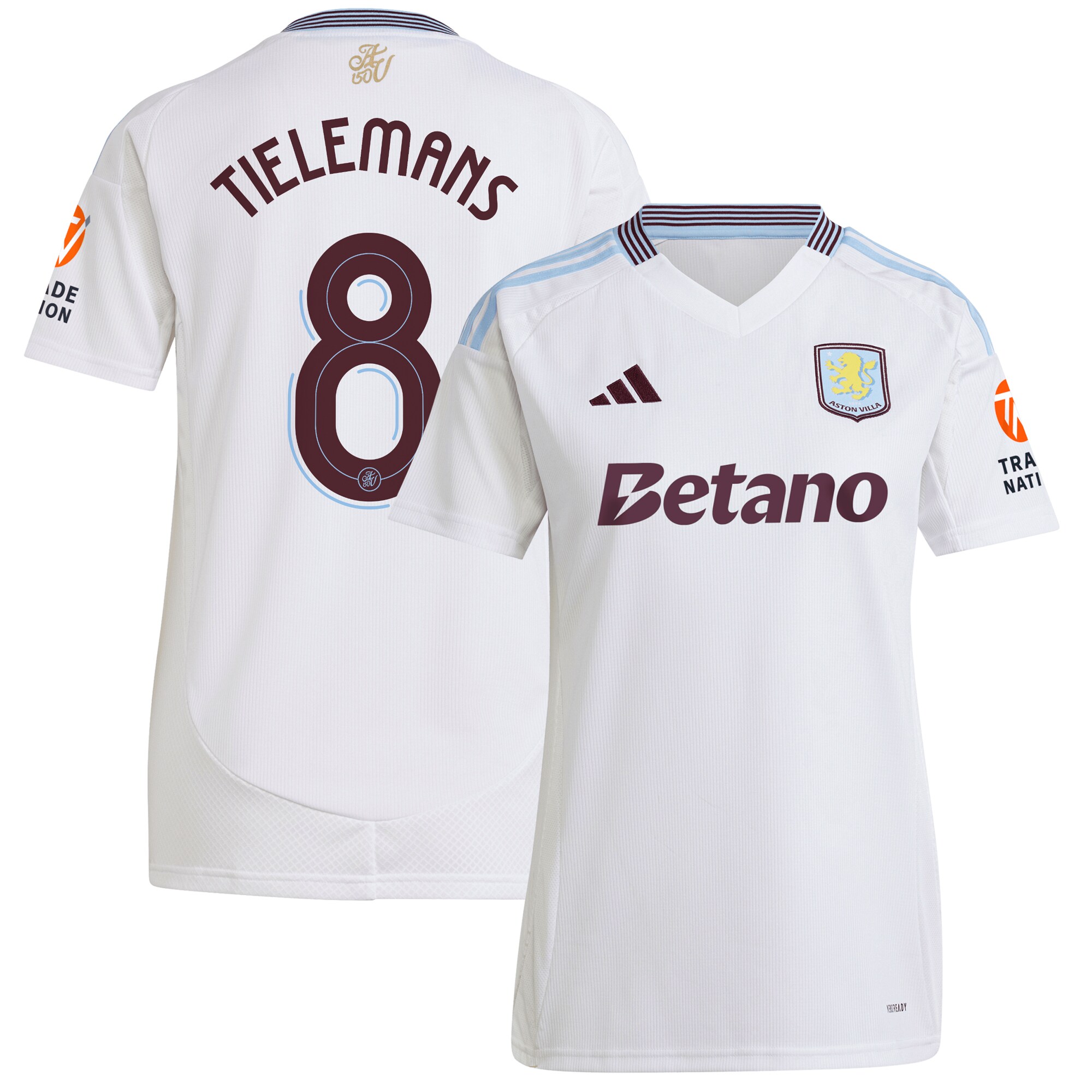 AVFC aston villa adidas away shirt 2024-25 – womens with tielemans 8 cup printing Collection | Official Aston Villa Kits and Apparel