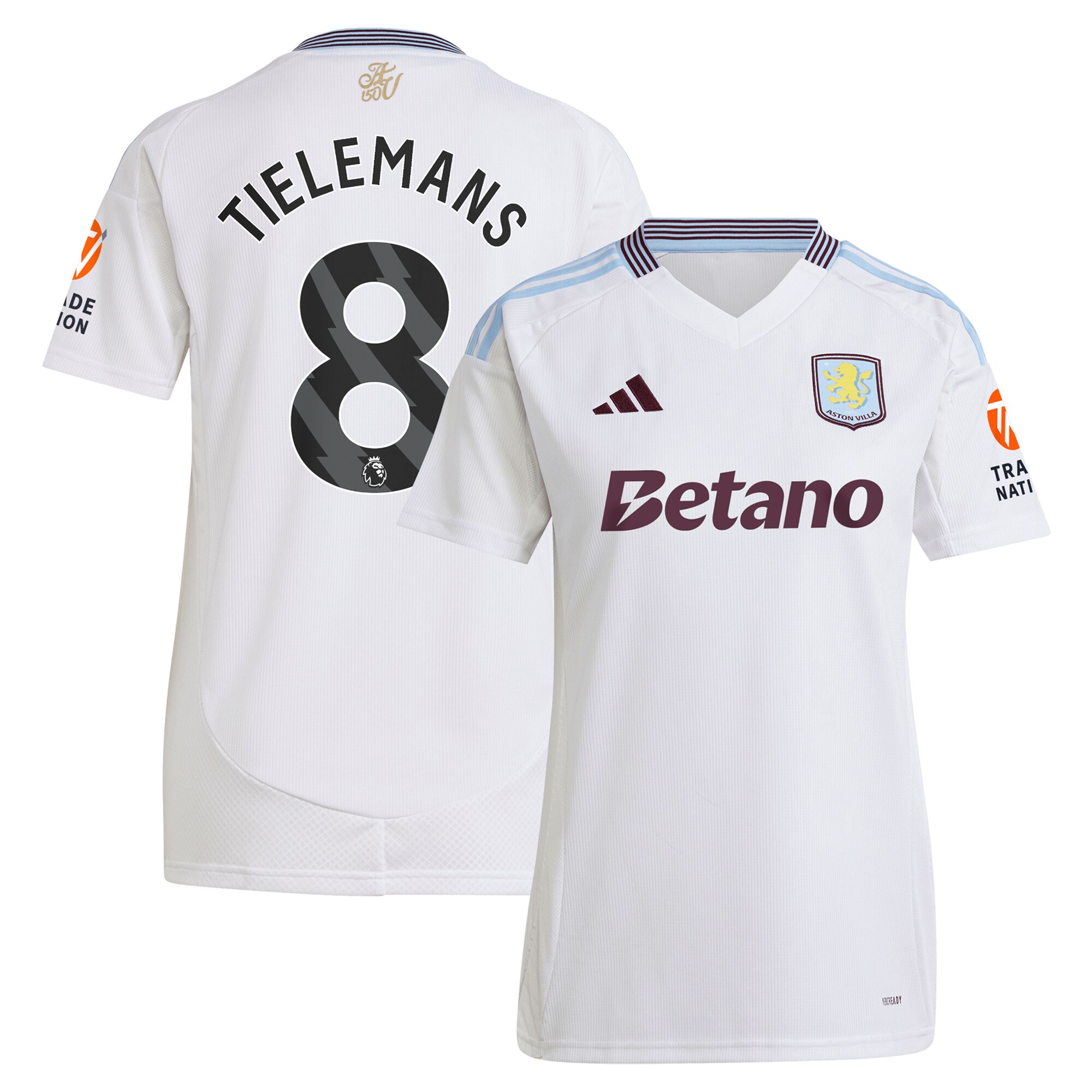 AVFC aston villa adidas away shirt 2024-25 – womens with tielemans 8 printing Collection | Official Aston Villa Kits and Apparel