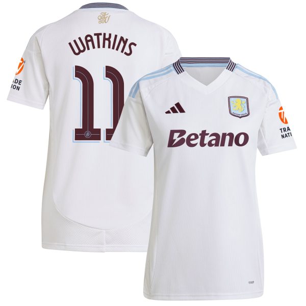 AVFC aston villa adidas away shirt 2024-25 – womens with watkins 11 cup printing Collection | Official Aston Villa Kits and Apparel