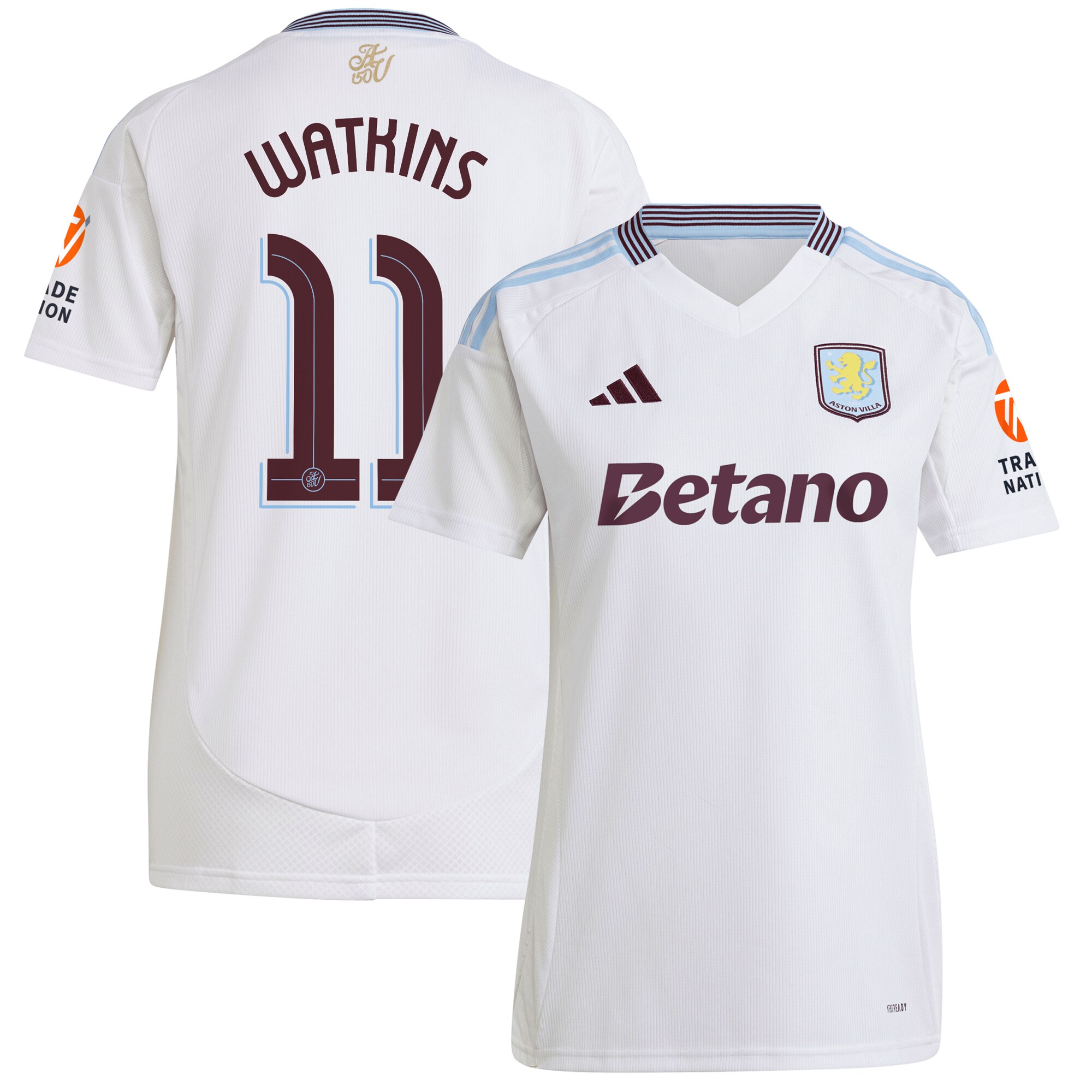 AVFC aston villa adidas away shirt 2024-25 – womens with watkins 11 cup printing Collection | Official Aston Villa Kits and Apparel