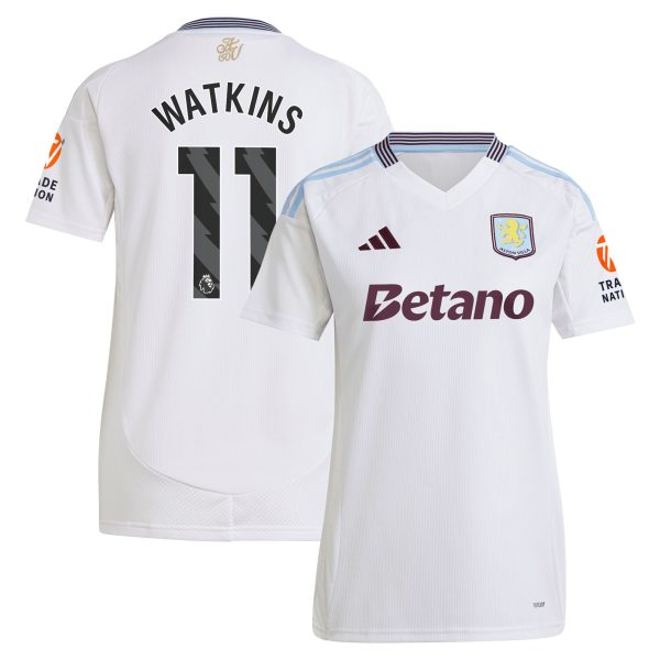 AVFC aston villa adidas away shirt 2024-25 – womens with watkins 11 printing Collection | Official Aston Villa Kits and Apparel