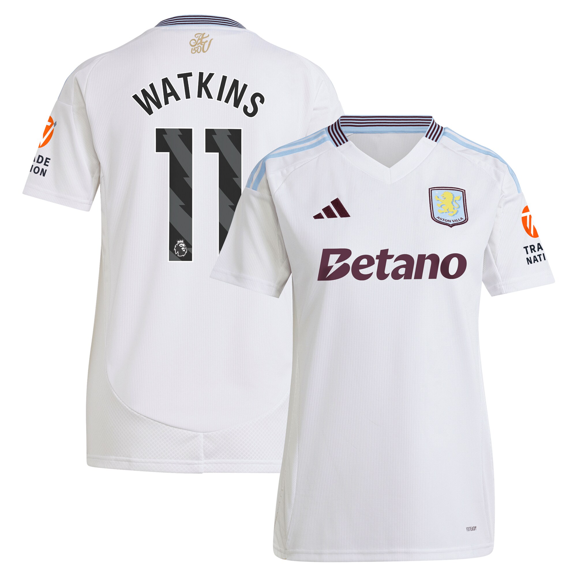 AVFC aston villa adidas away shirt 2024-25 – womens with watkins 11 printing Collection | Official Aston Villa Kits and Apparel