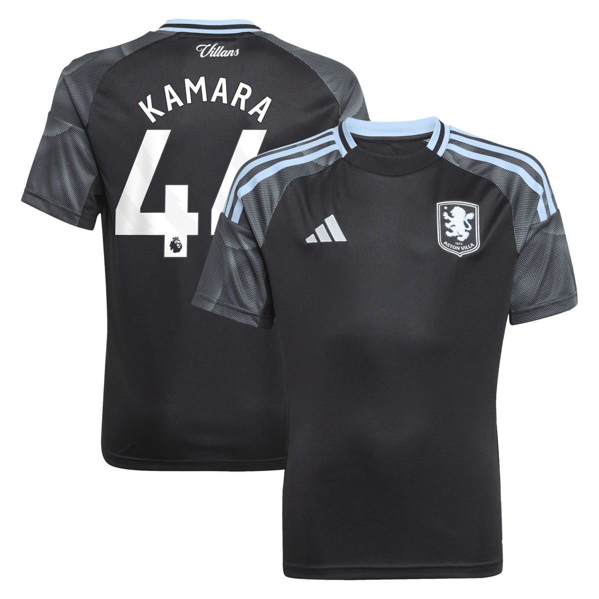 AVFC aston villa adidas away shirt 2025-26 – kids with kamara 44 printing Collection | Official Aston Villa Kits and Apparel