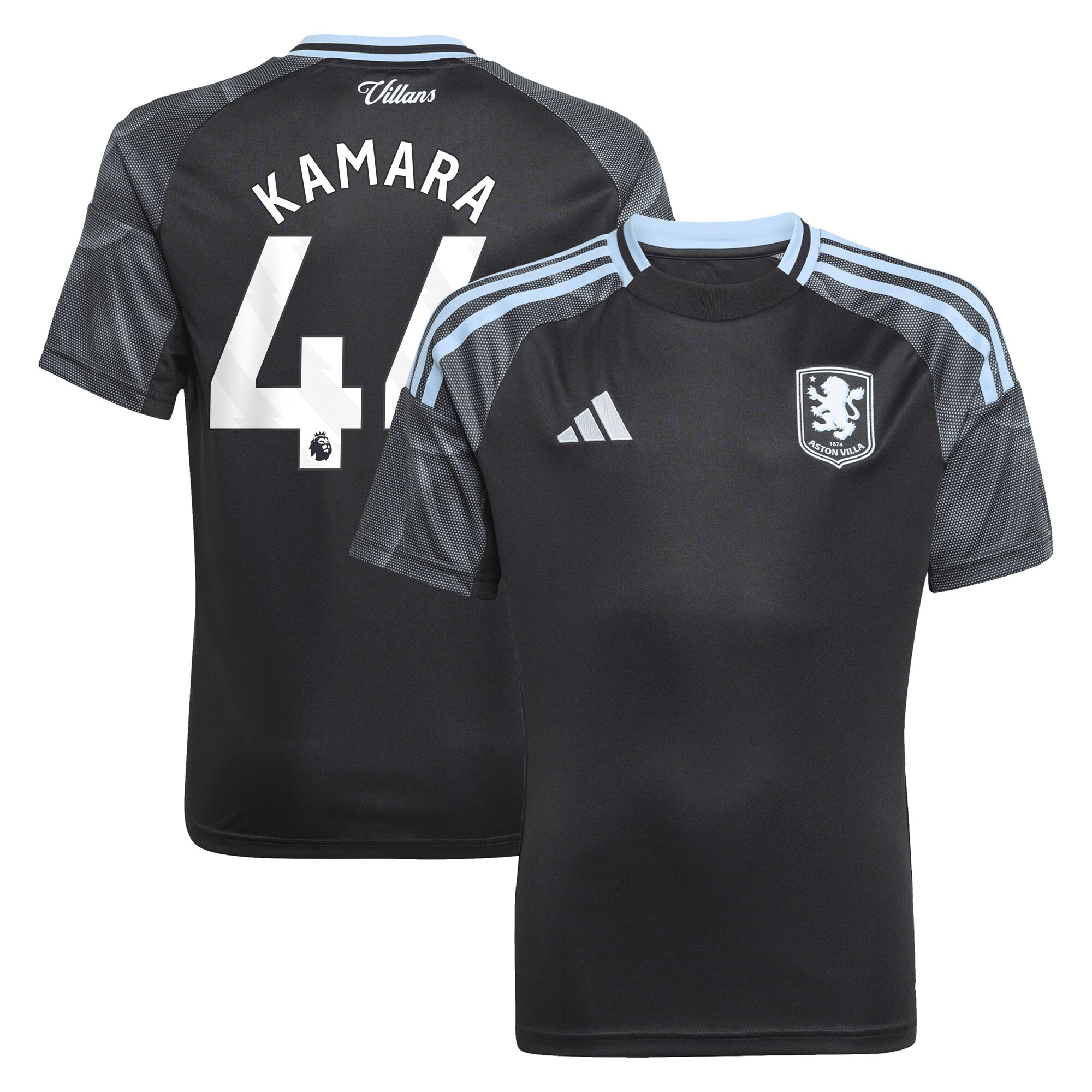 AVFC aston villa adidas away shirt 2025-26 – kids with kamara 44 printing Collection | Official Aston Villa Kits and Apparel