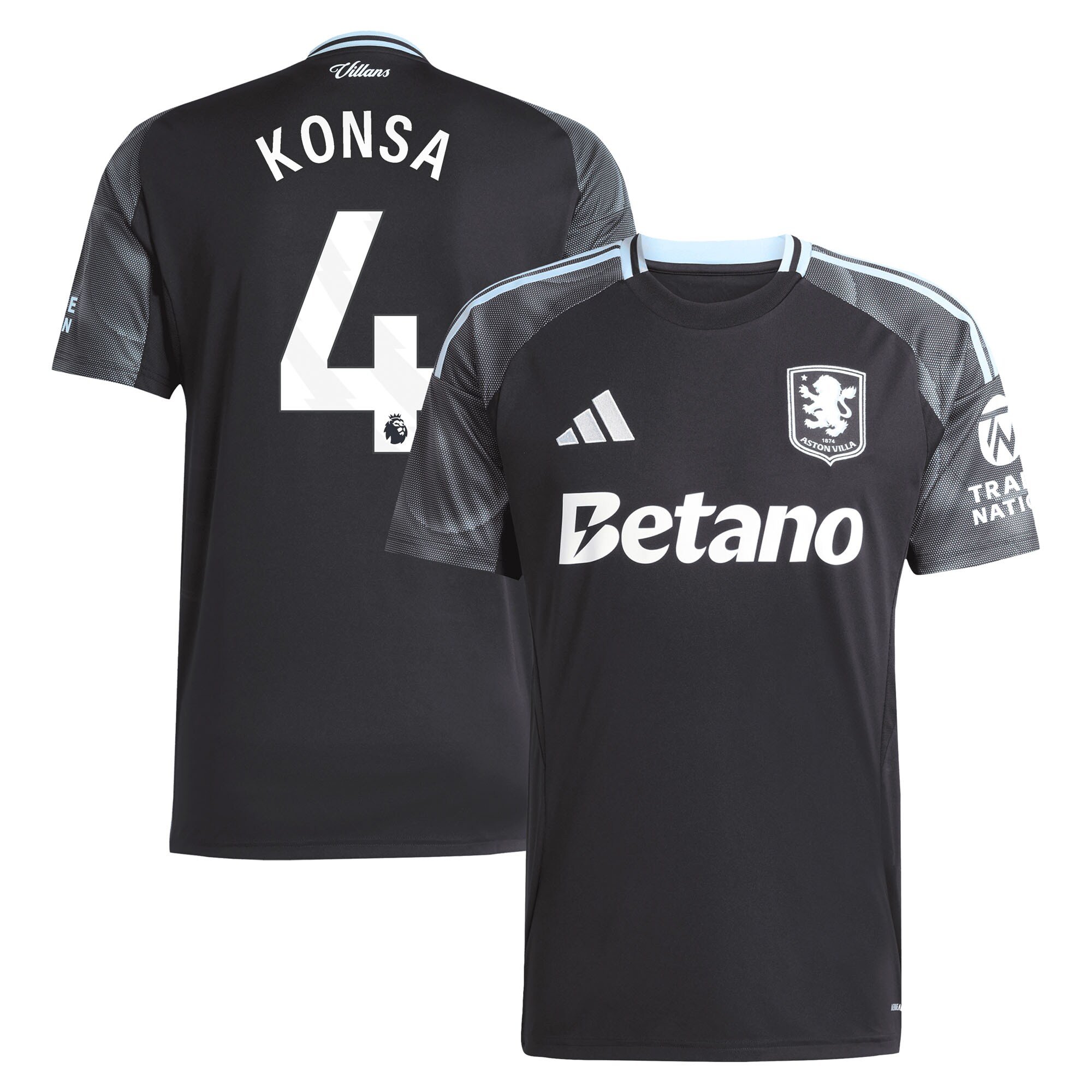 AVFC aston villa adidas away shirt 2025-26 with konsa 4 printing Collection | Official Aston Villa Kits and Apparel